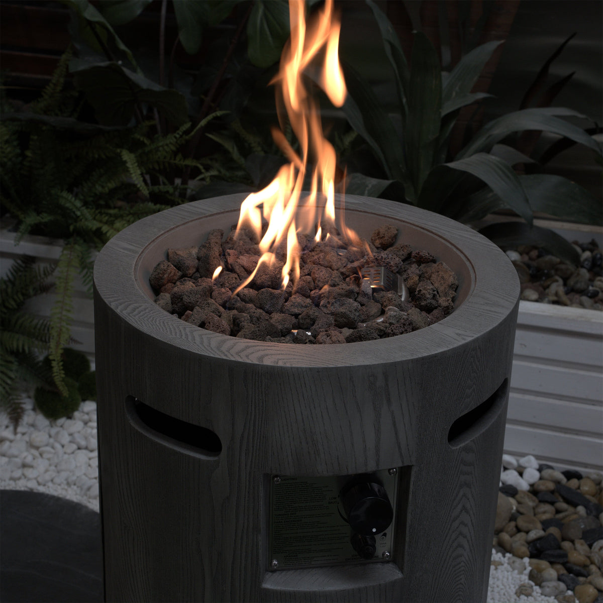 32000 BTU Round Outdoor Gas Fire Pit with Lava Stones and Cover