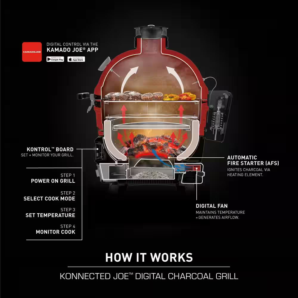 Konnected Joe 18 In. Digital Charcoal Grill and Smoker with Auto-Ignition and Wi-Fi Temperature Control