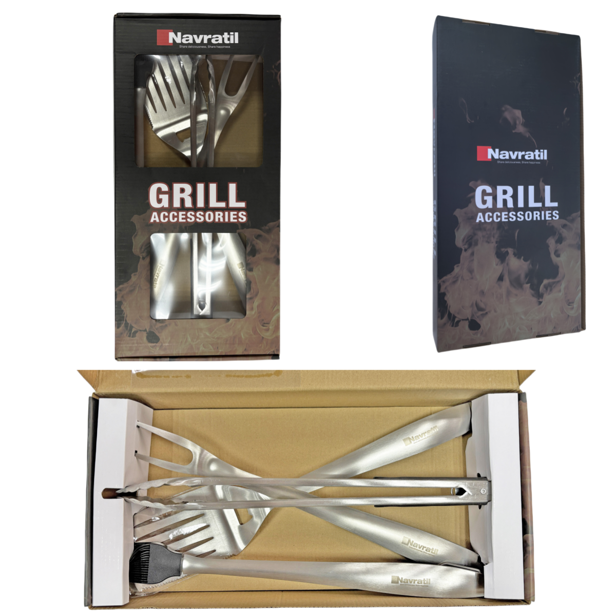 BBQ Tool Set with Cast Iron Frying Pan and Outdoor Kitchen Accessories