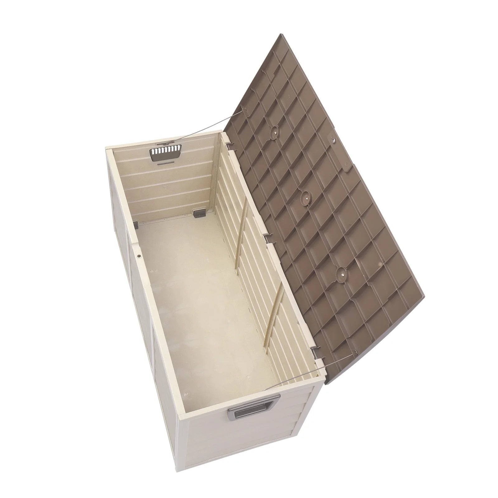 75 Gallon Weather Storage Box on Wheel, Deck Bin Garden Bench for Outdoor Patio Seat - Brown