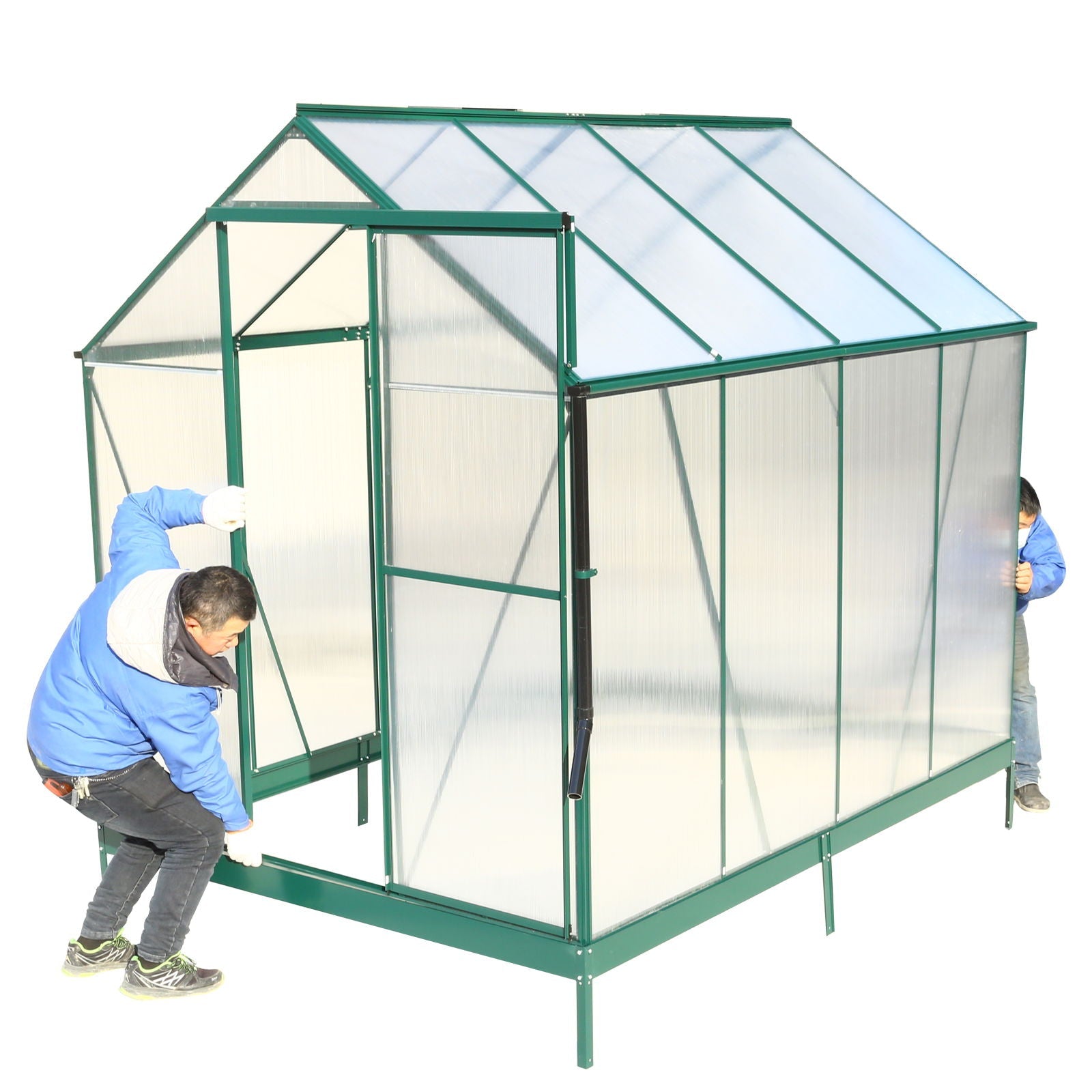 Polycarbonate house, Heavy Duty Outdoor Aluminum Walk-In House Kit With Rain Gutter, Vent And Door For Backyard Garden