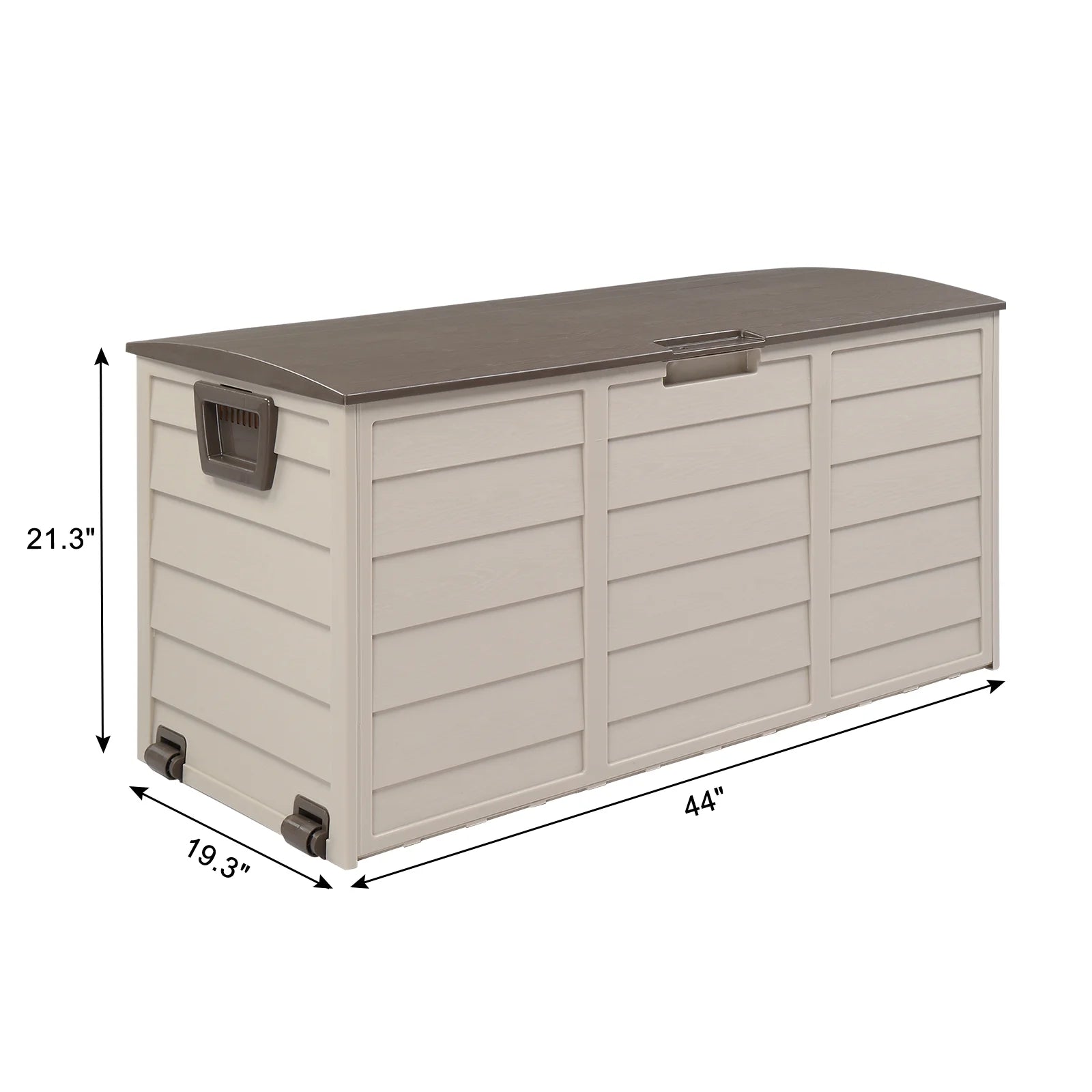 75 Gallon Weather Storage Box on Wheel, Deck Bin Garden Bench for Outdoor Patio Seat - Brown
