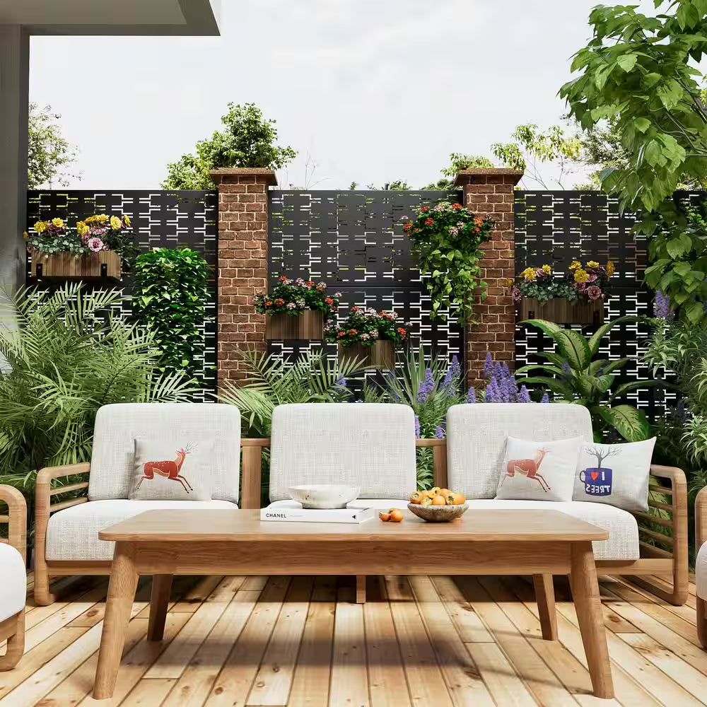72 In.H X 47 In.W Galvanized Steel Metal Wall Sculptures Garden Fence Deck Privacy Screen Garden Screen Panels