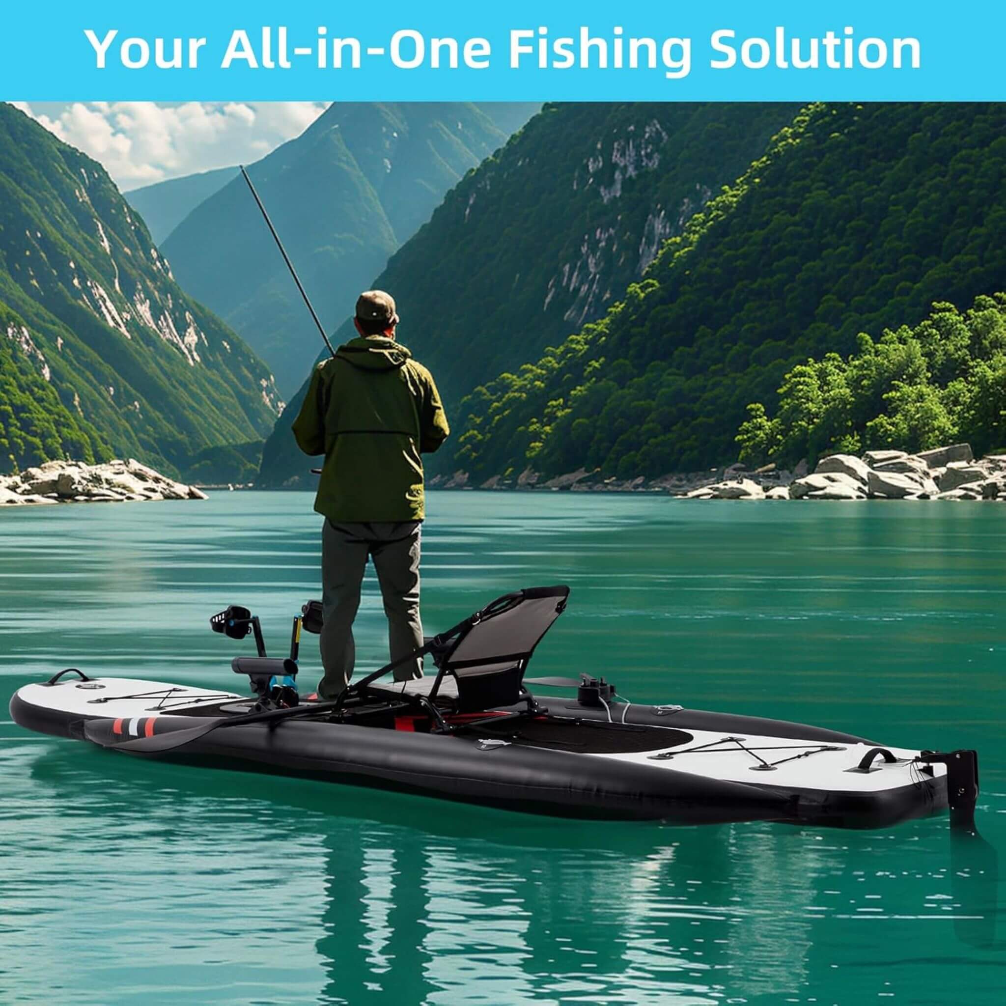 Premium 12FT Lightweight Inflatable Fishing Kayak With Pedal System
