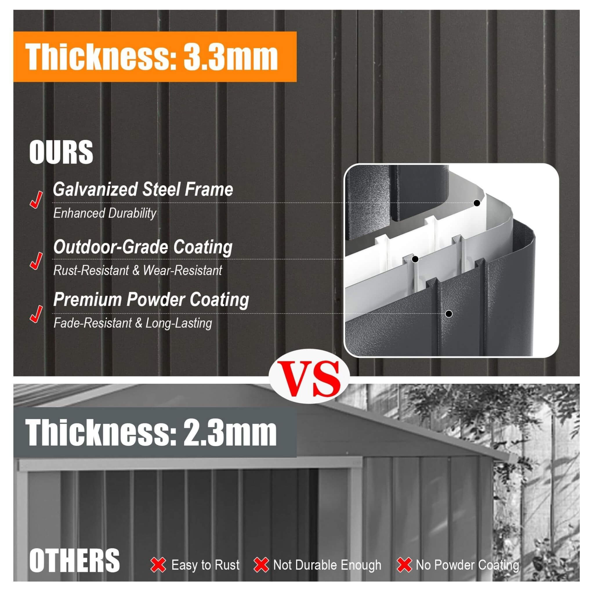 Alora Extra Large Heavy-Duty Outdoor Metal Carport Garage Shed With Lockable Double Hinged Doors