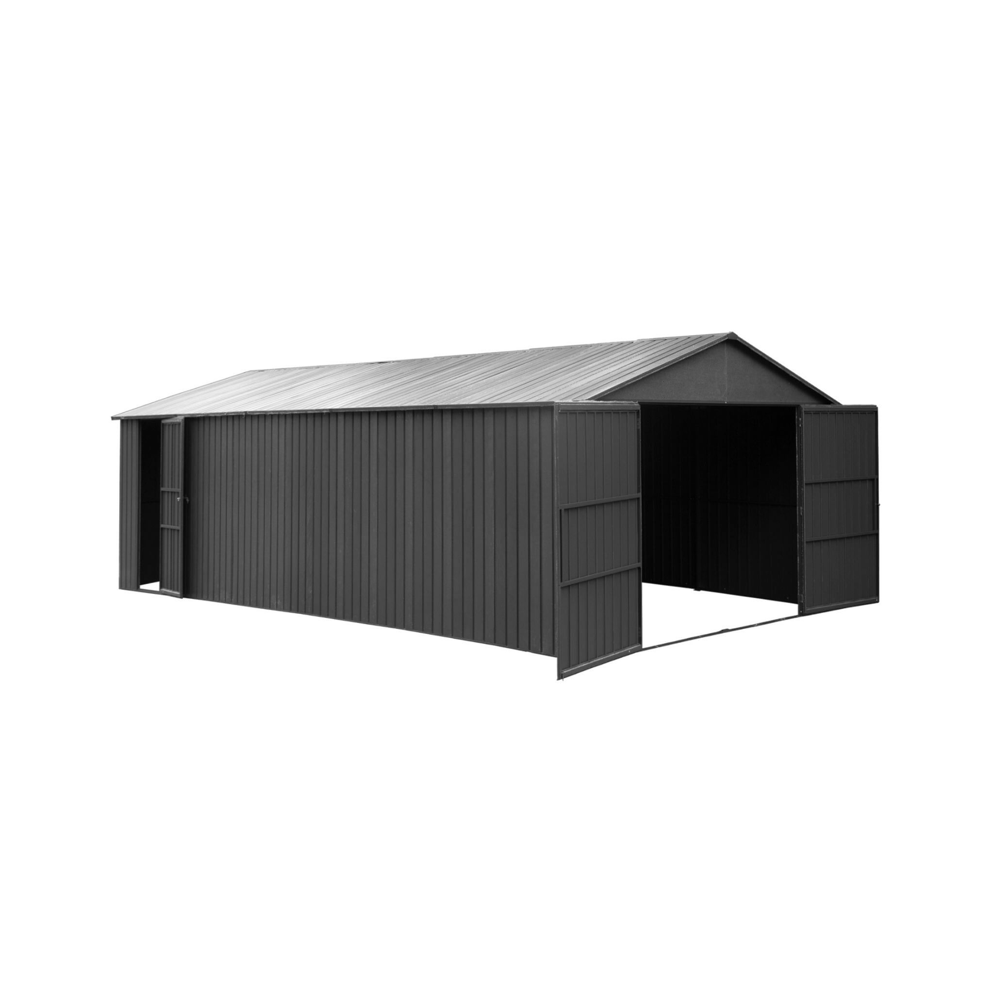 Alora Extra Large Heavy-Duty Outdoor Metal Carport Garage Shed With Lockable Double Hinged Doors