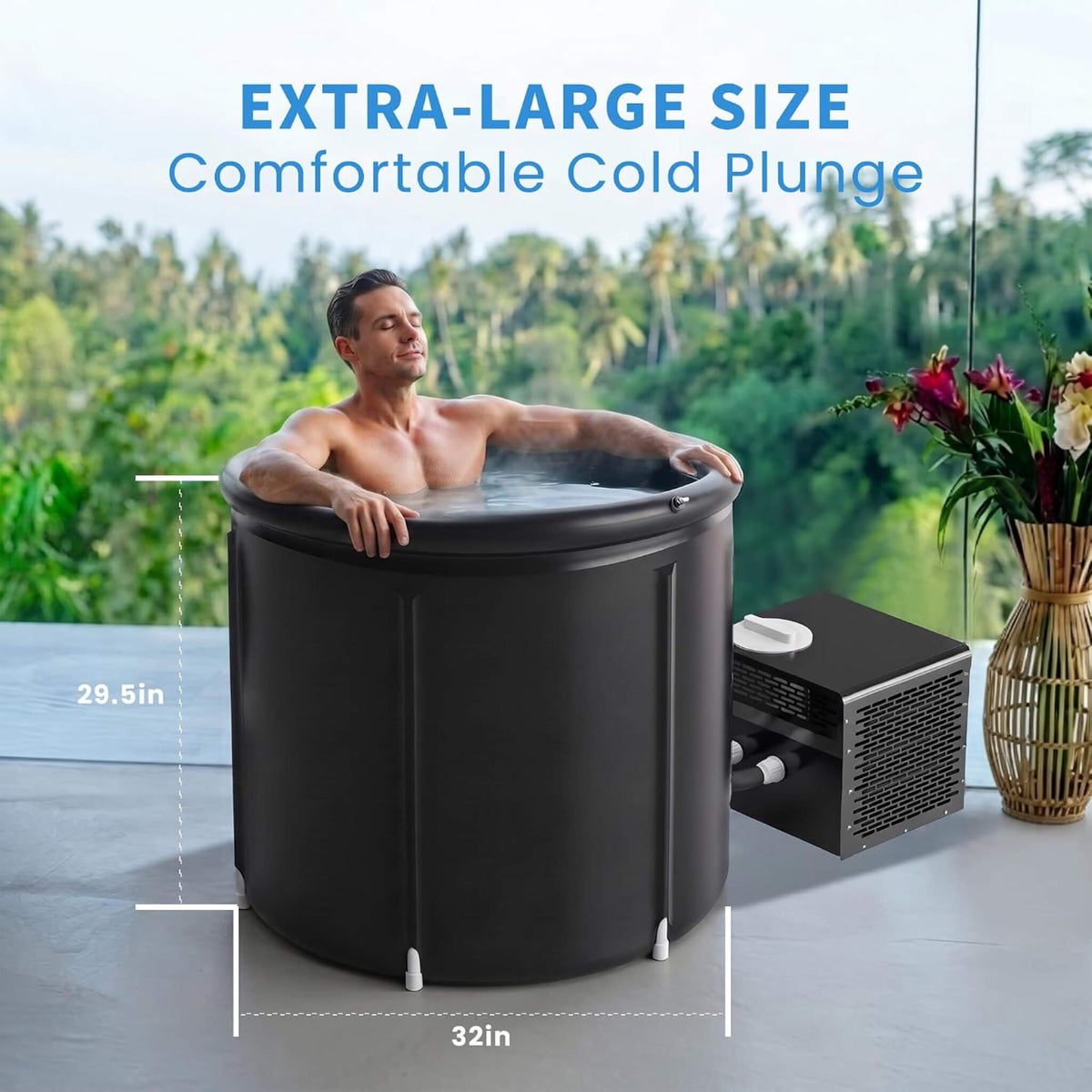 1/3HP Foldable Cold Plunge Tub With Smart Ice Bath Water Chiller