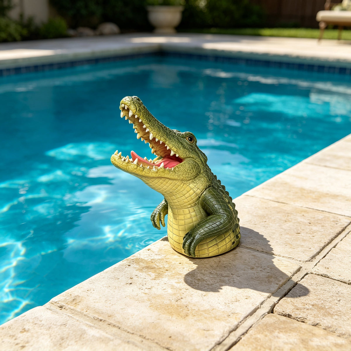 Crocodile Head Statue Animal Figurine with Realistic Details - Outdoor Decor