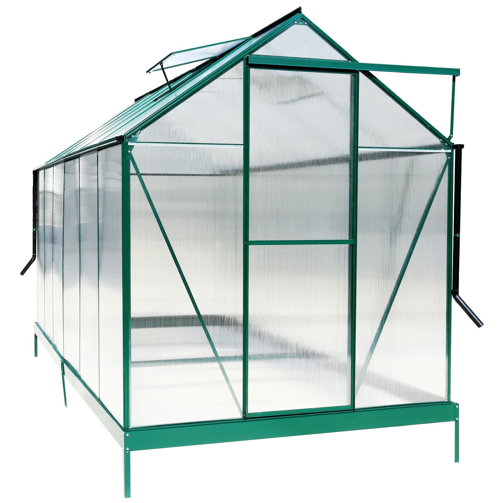 Polycarbonate house, Heavy Duty Outdoor Aluminum Walk-In House Kit With Rain Gutter, Vent And Door For Backyard Garden