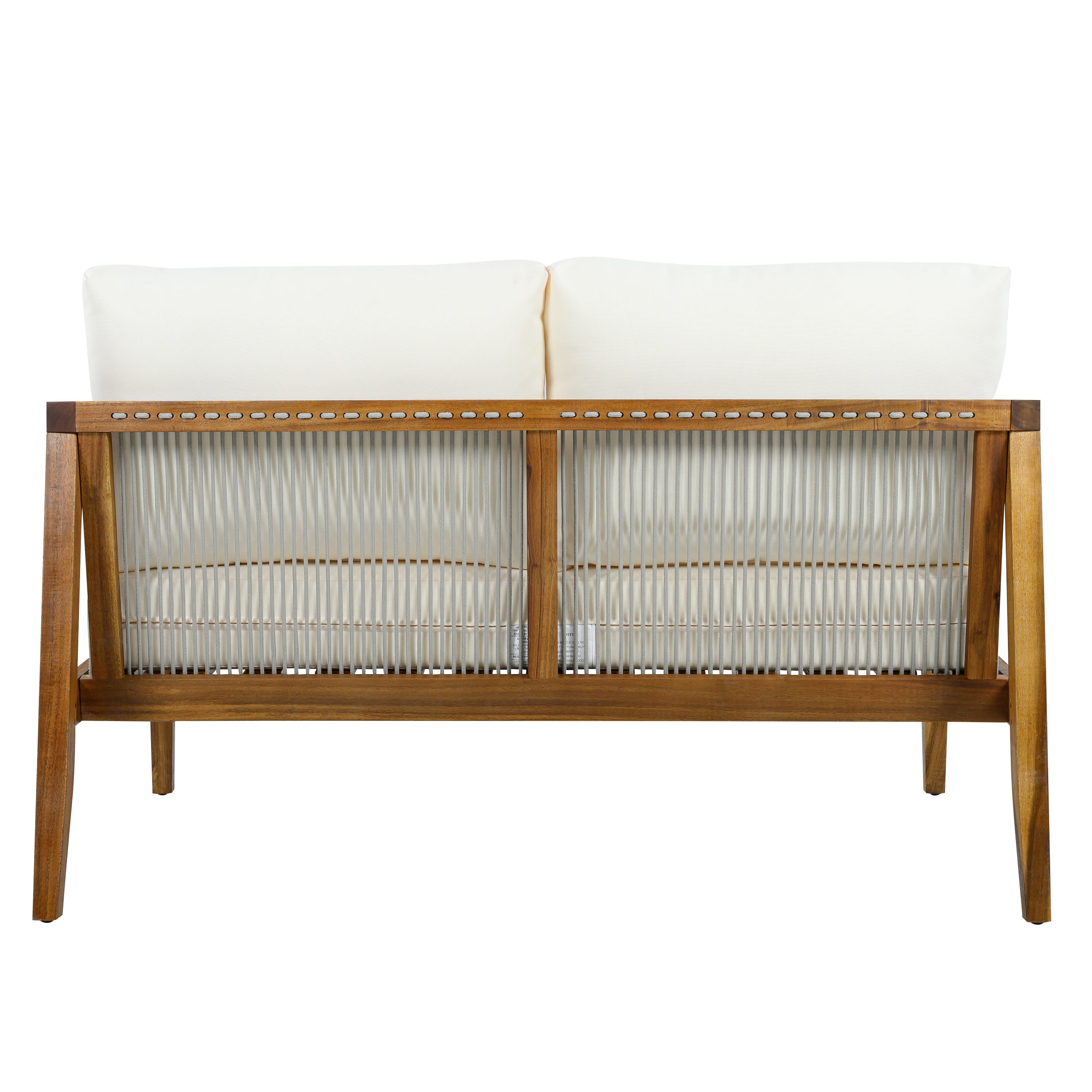 Outdoor 4-Piece Sofa Set, Acacia Wood Frame with Rope Detail, Water-Repellent