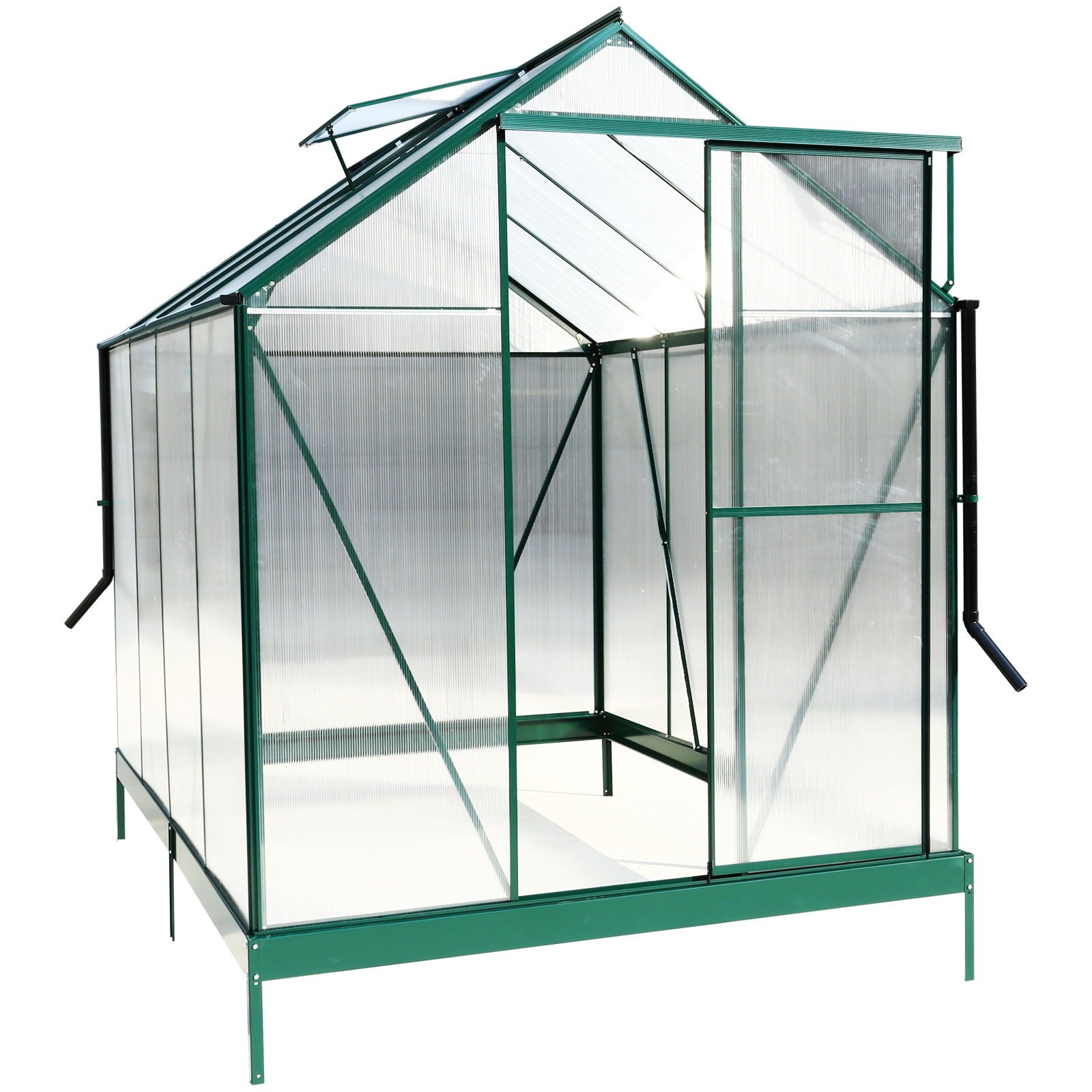 Polycarbonate house, Heavy Duty Outdoor Aluminum Walk-In House Kit With Rain Gutter, Vent And Door For Backyard Garden