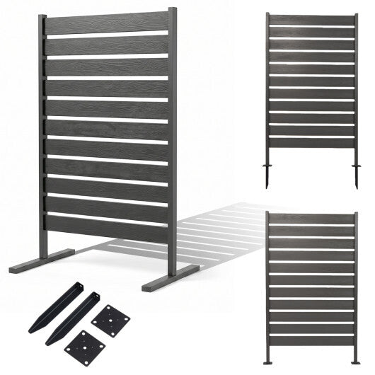 2 Pieces Outdoor Privacy Screen Fence for Backyard Pool Lawn-Gray