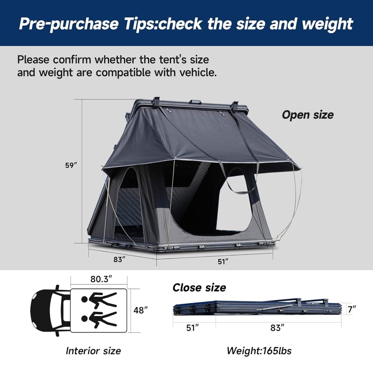 ThermalPeak 2-Person Aluminum Hardshell Pop-Up Rooftop Tent With Solar Panel And Winter Thermal Layer