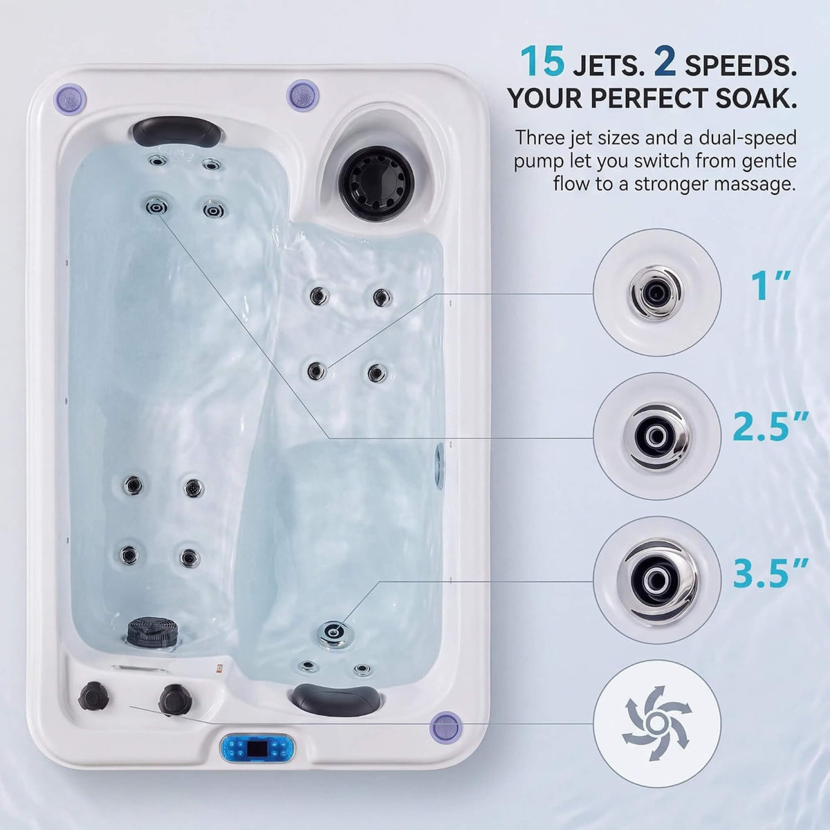 Aeris 2-Person Outdoor Hot Tub With 15 Hydro Jets And LED Lights (SAK15849)