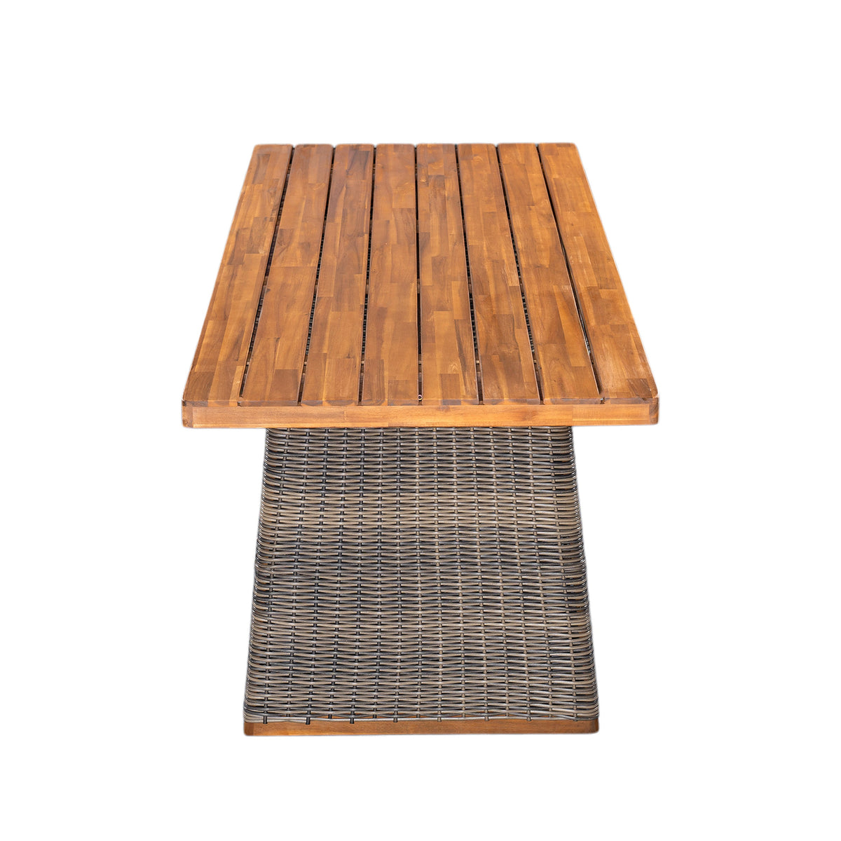 6 Pieces Outdoor Acacia Wood Dining Set With Handwoven Rattan Legs
