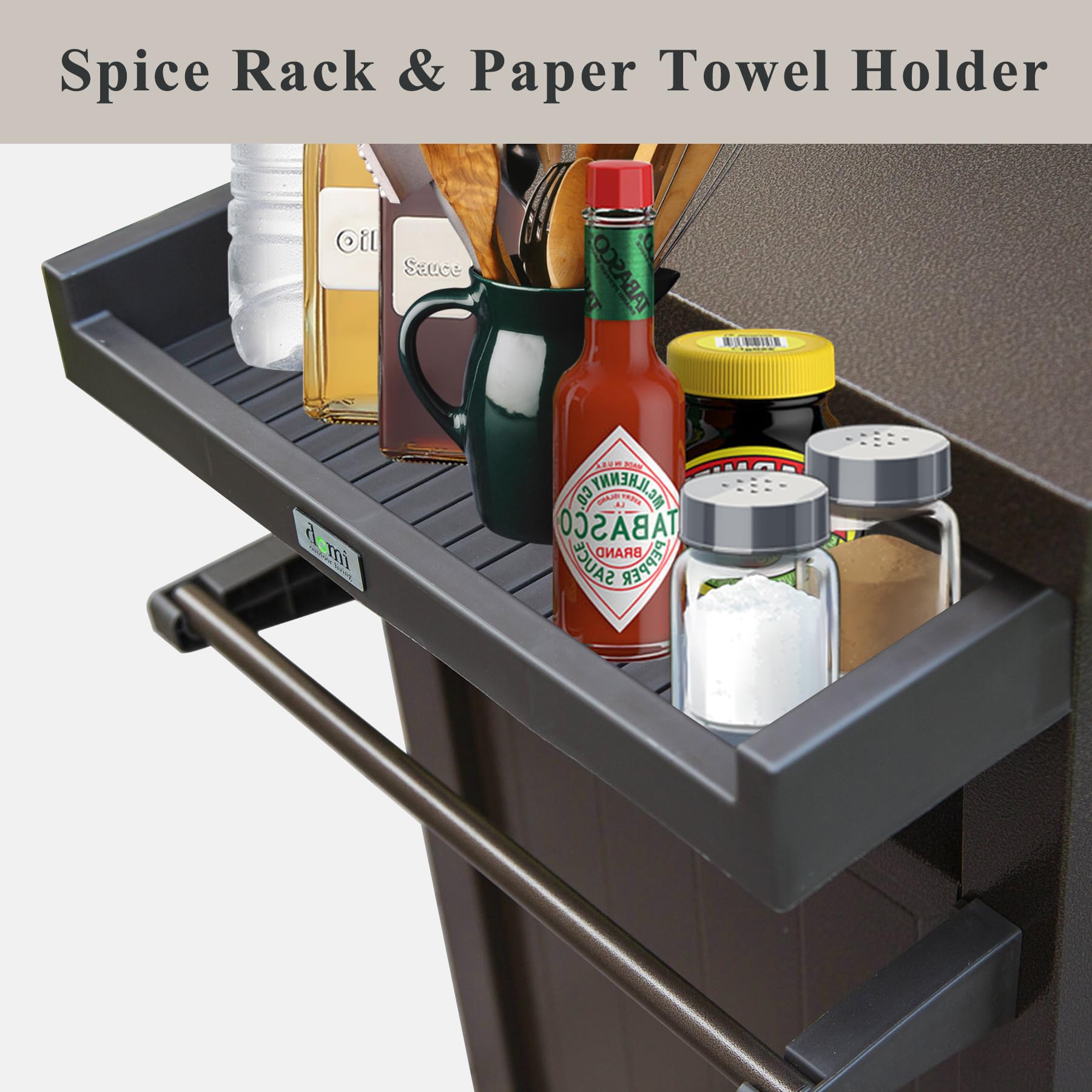 Grill Cart Outdoor with Storage and Wheels