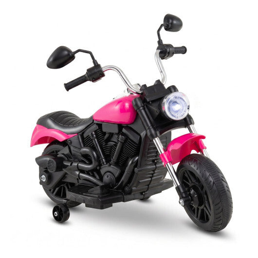 6V Kids Motorcycle with Detachable Training Wheels and Music for Ages 2-5-Pink