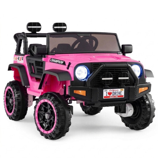 24V 2-Seater Kids Ride On Truck 2WD/4WD with Lockable Doors and Music-Pink