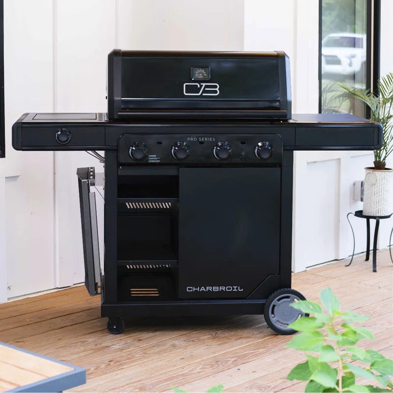 Pro Series 4-Burner Infrared Propane Gas Grill, Griddle, and Charcoal Combo with Side Burner
