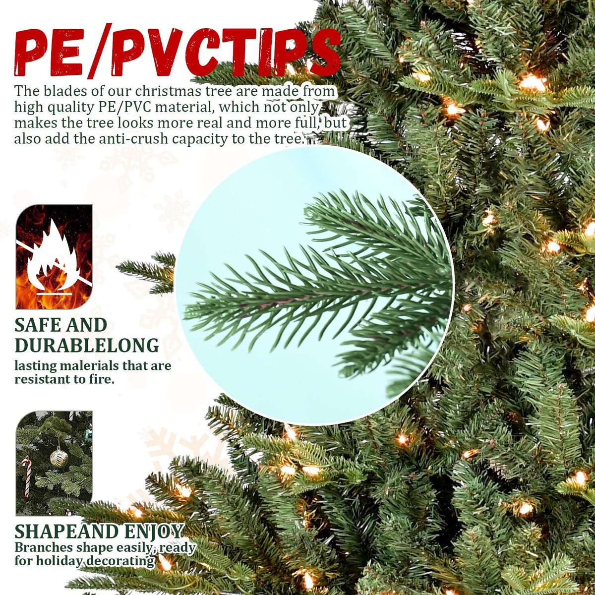 Full-Bodied Pre-Lit Evergreen Christmas Tree with 350 Warm White Lights - Green