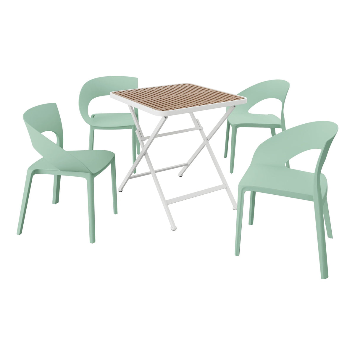 Modern 4 Piece Outdoor Set with Folding Table - Green or Orange