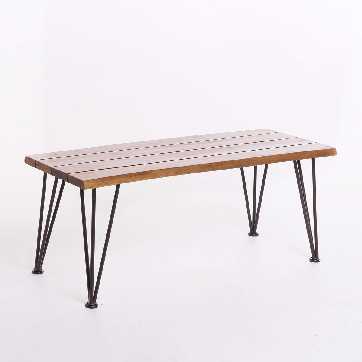 Zion Outdoor Industrial Iron Coffee Table and 2 Side Tables - Teak