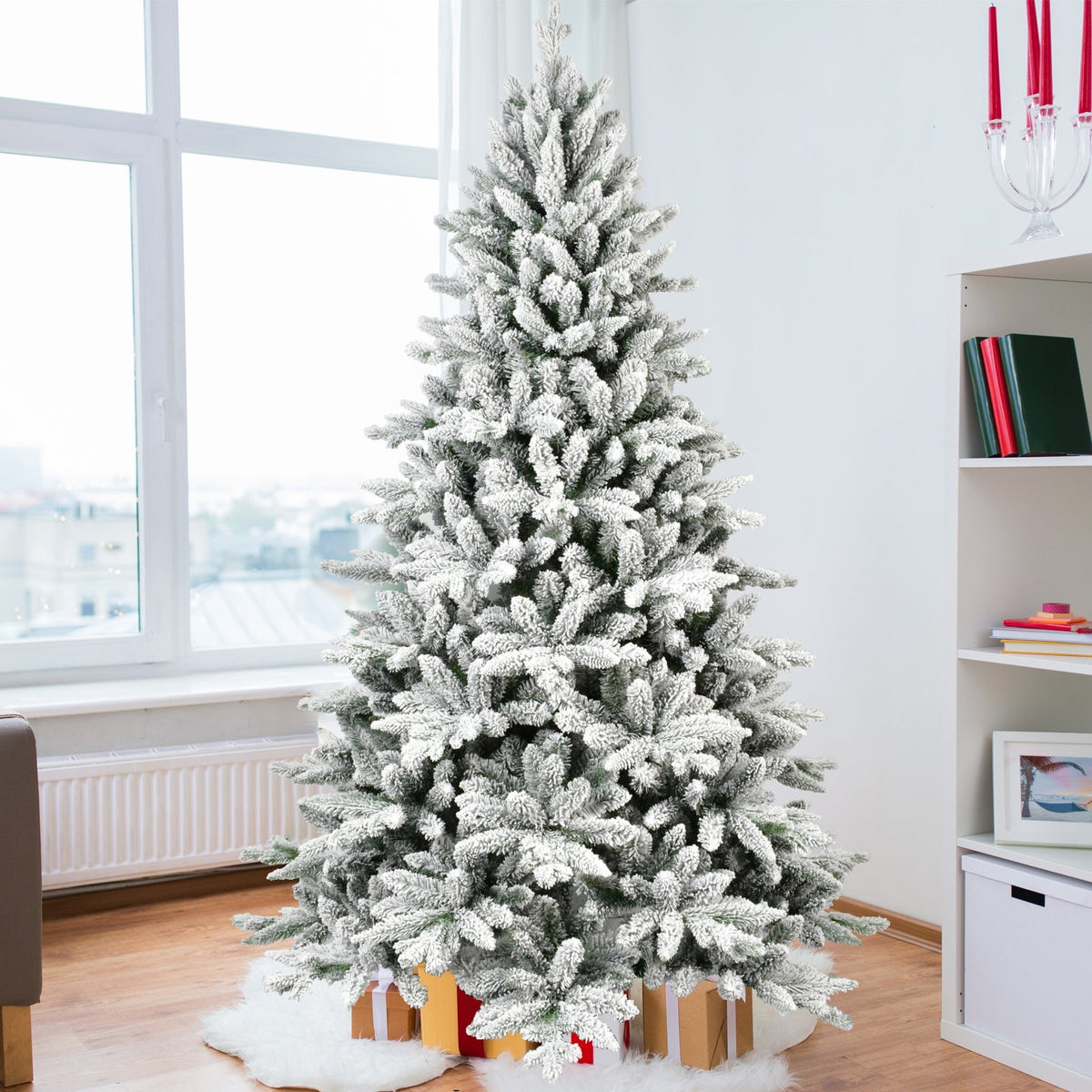 7ft Flocked Christmas Tree with 1514 Tips - White