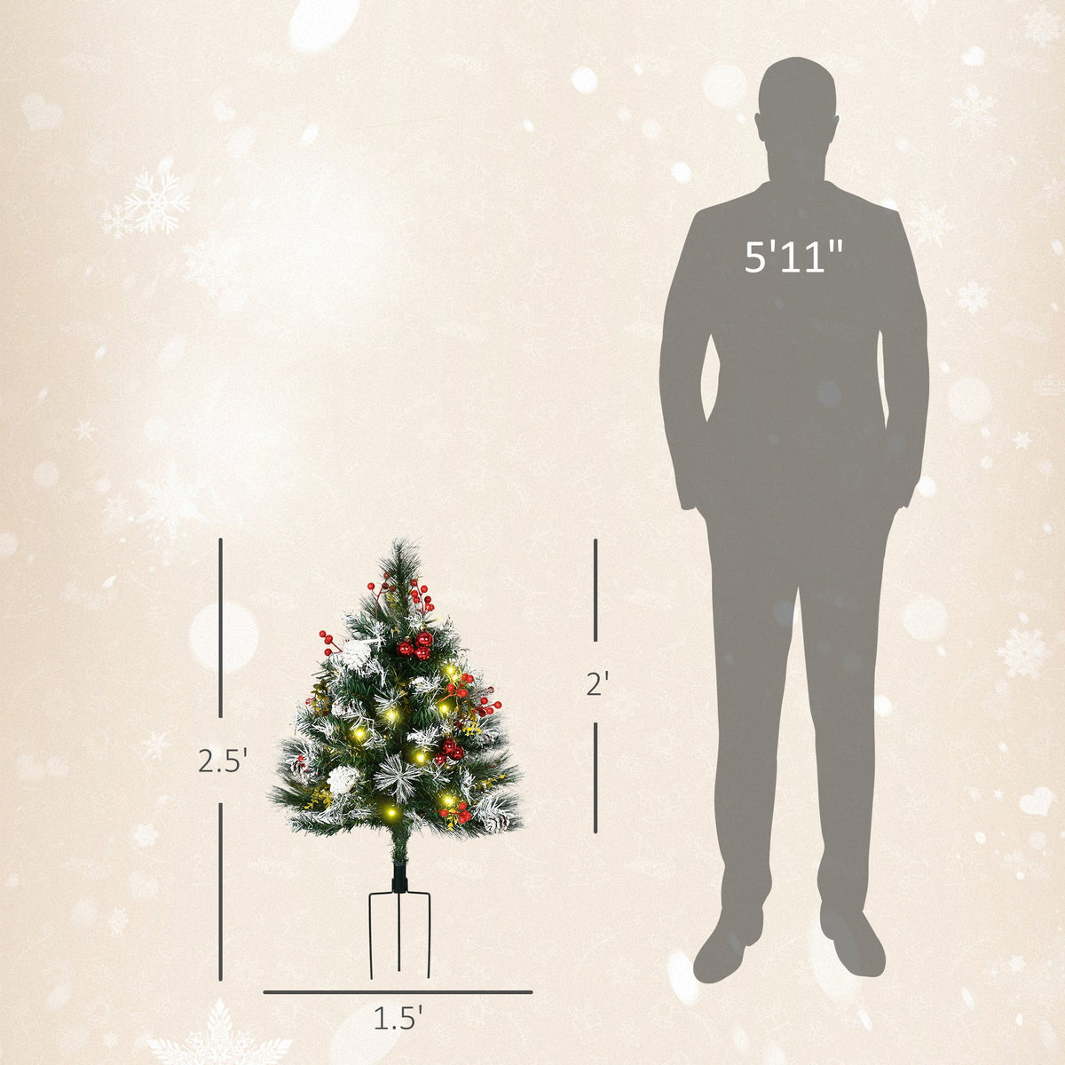 Artificial Christmas Tree Set with LED Lights - Festive Outdoor Decor