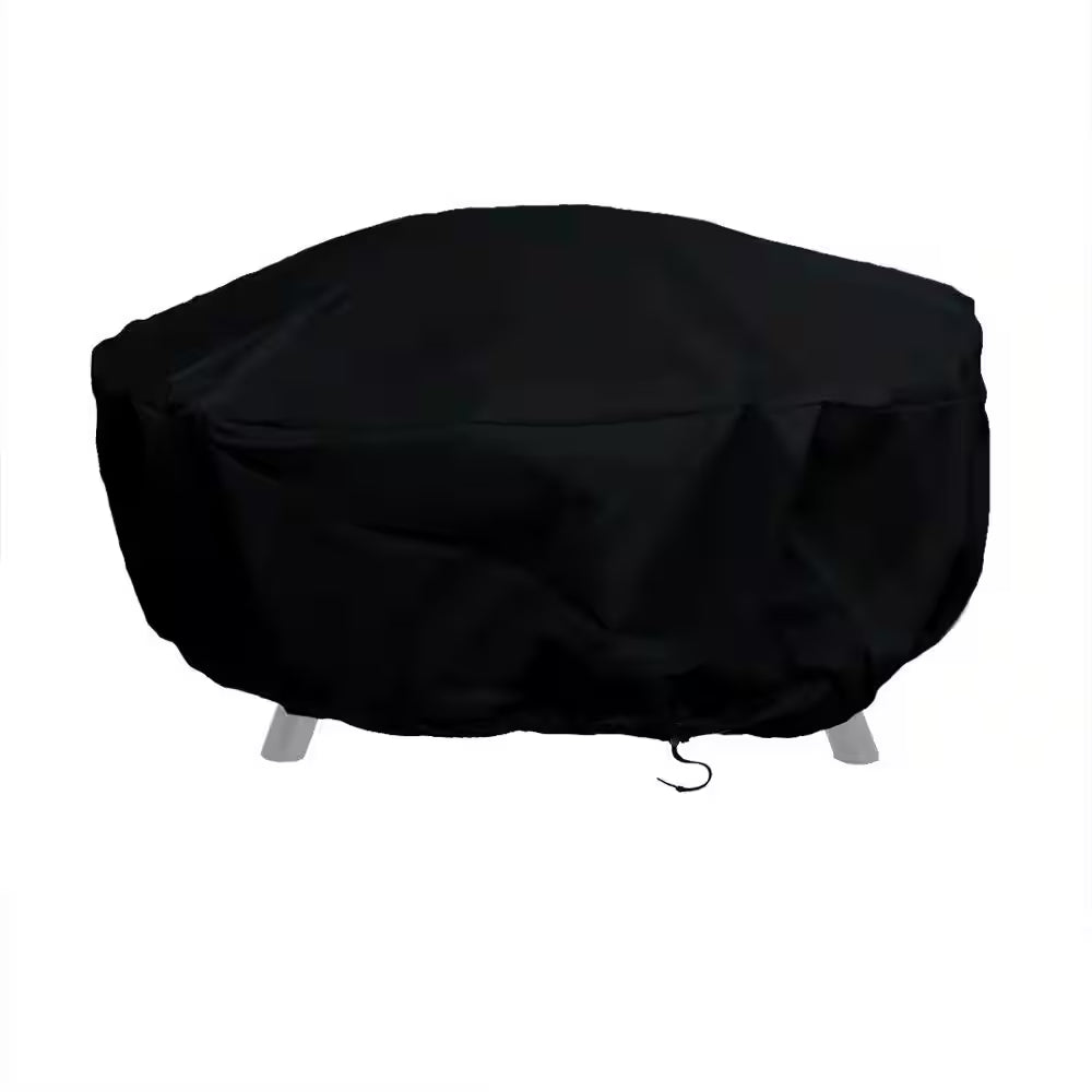 48 In. Black Durable round Fire Pit Cover Long-Lasting PVC