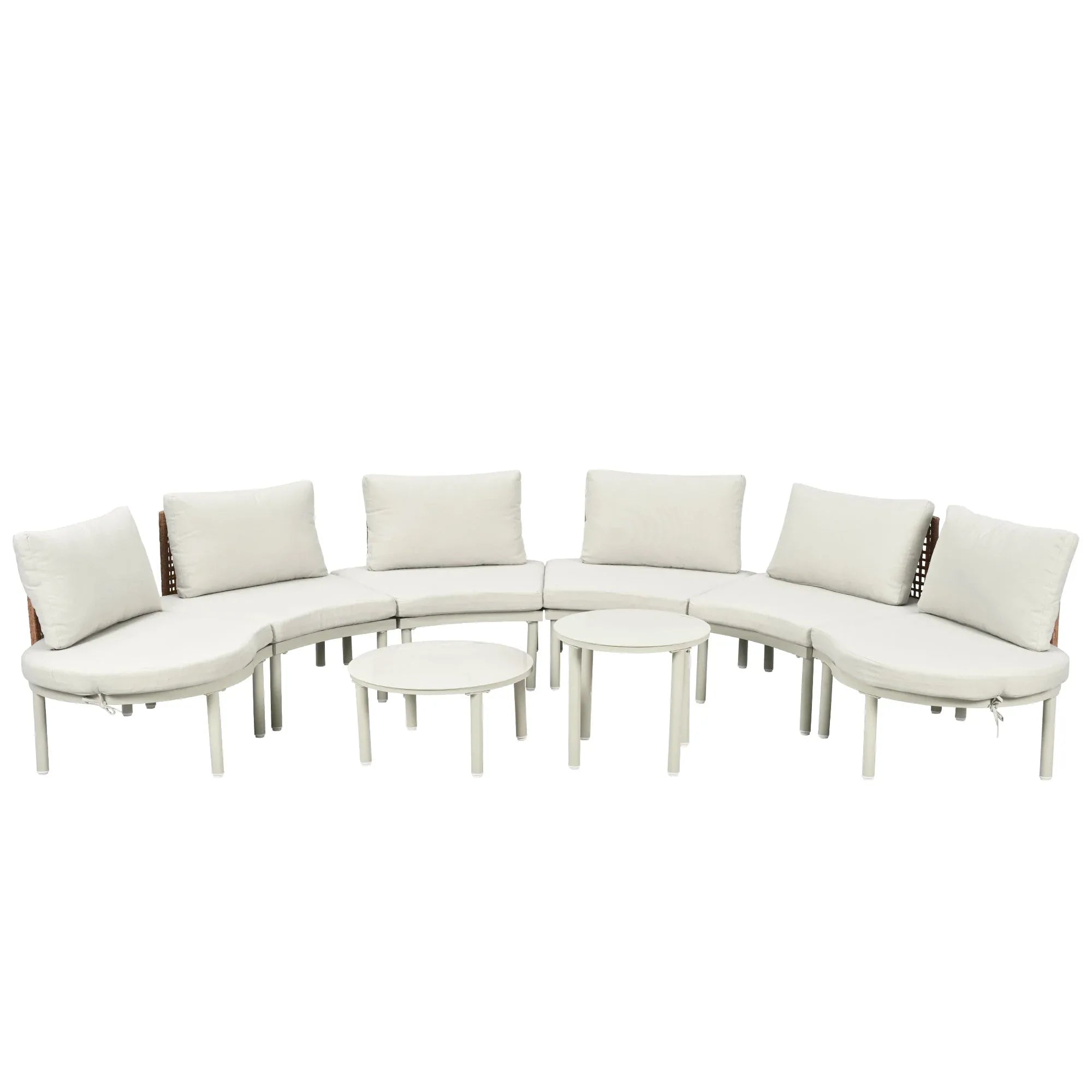 8-Piece Patio Sofa Furniture Set, Half Moon Outdoor Sectional Sofa