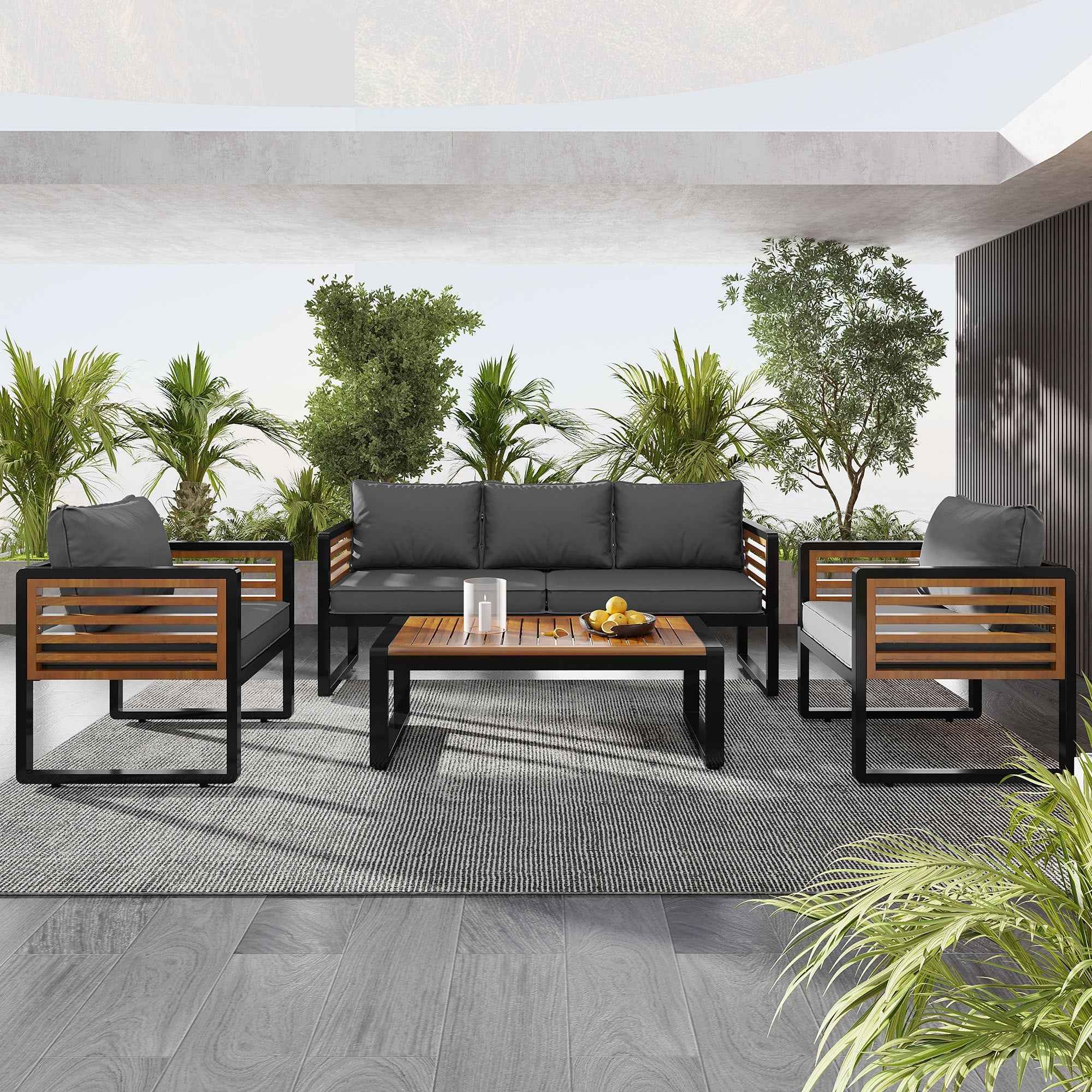 Large Size 4-pieces Outdoor Furniture sofa for 5 Person Conversation