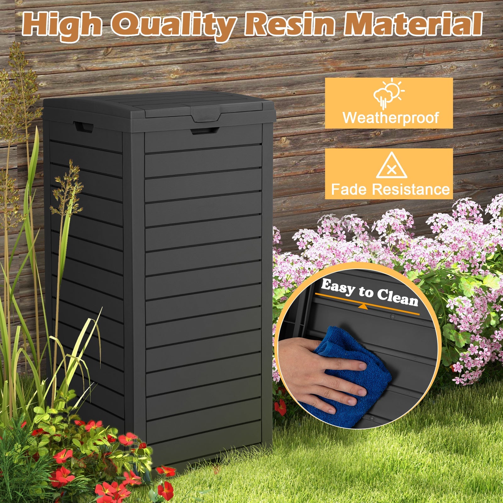 31 Gallon Large Outdoor Trash Can with Lid and Pull