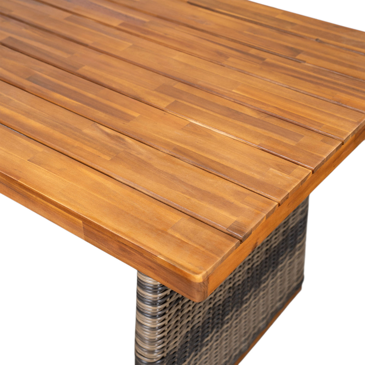 6 Pieces Outdoor Acacia Wood Dining Set With Handwoven Rattan Legs