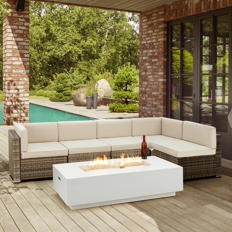 Clyne 15.5'' H X 56'' W MGO Concrete Propane Outdoor Fire Pit Table (Tank and Tank Cover Not Included)
