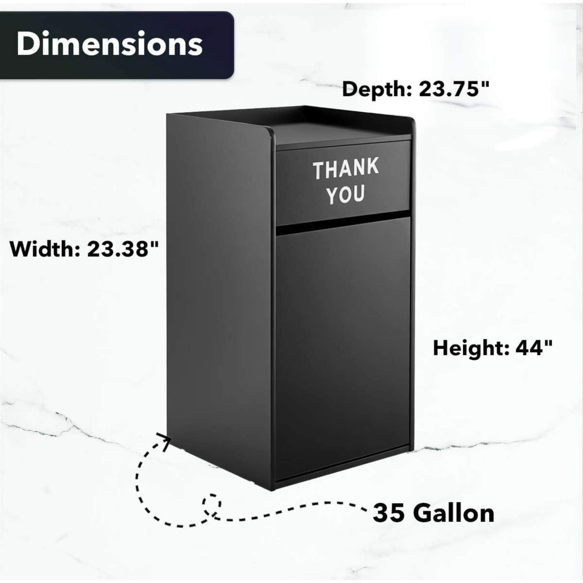 35-Gallon Wood Trash Can With Swing Door & Tray Shelf