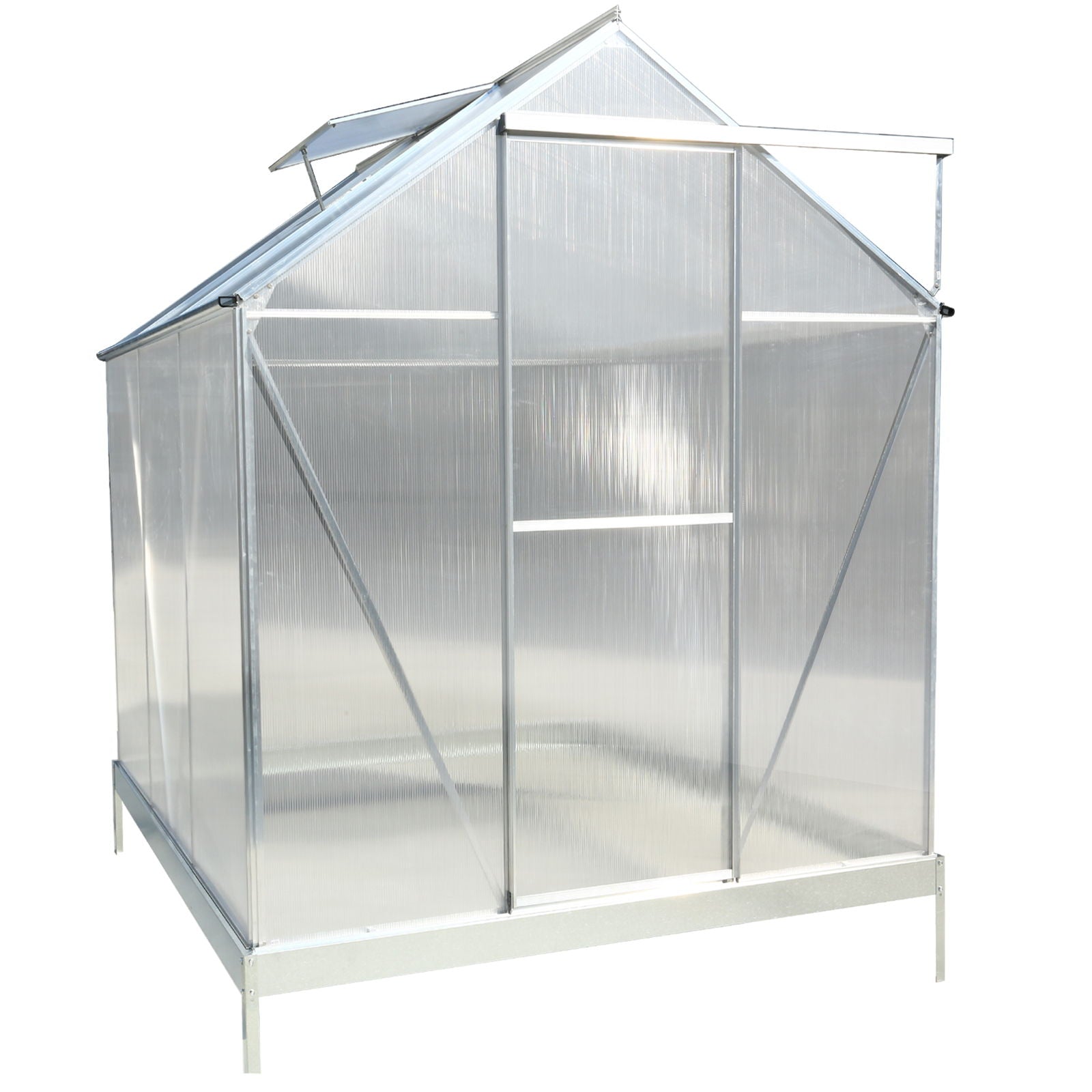 Polycarbonate house, Heavy Duty Outdoor Aluminum Walk-In House Kit With Rain Gutter, Vent And Door For Backyard Garden