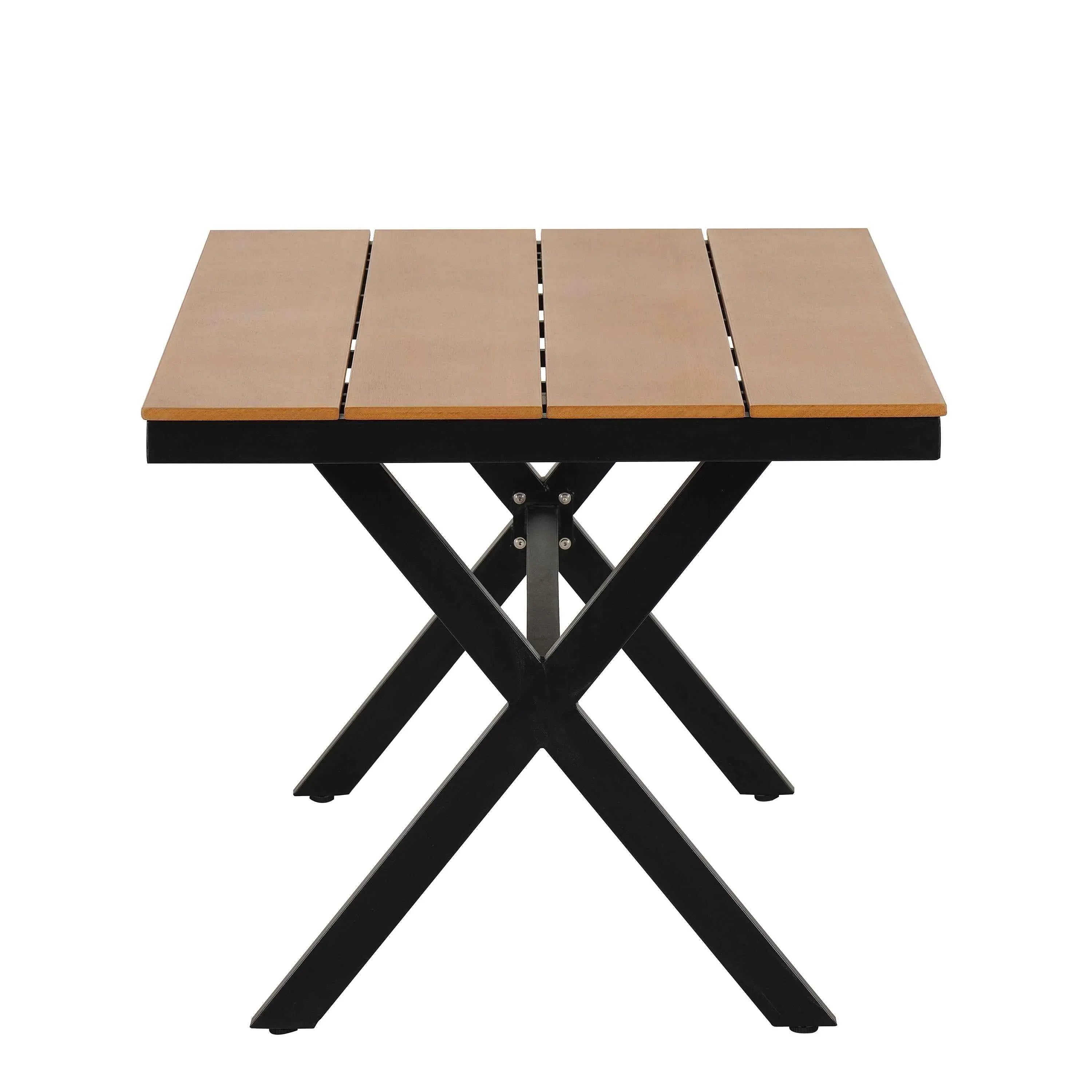 Contemporary Outdoor Set with PE Rattan Chairs and Plastic Wood