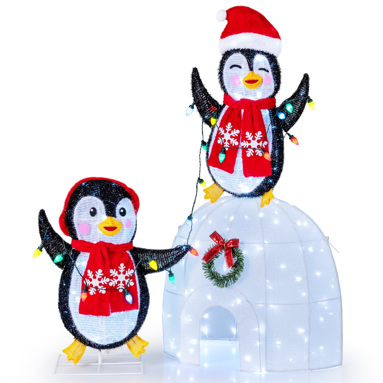 3D Pre-Lit Indoor Outdoor Xmas Holiday with 170 Cold-White LED Lights for Home