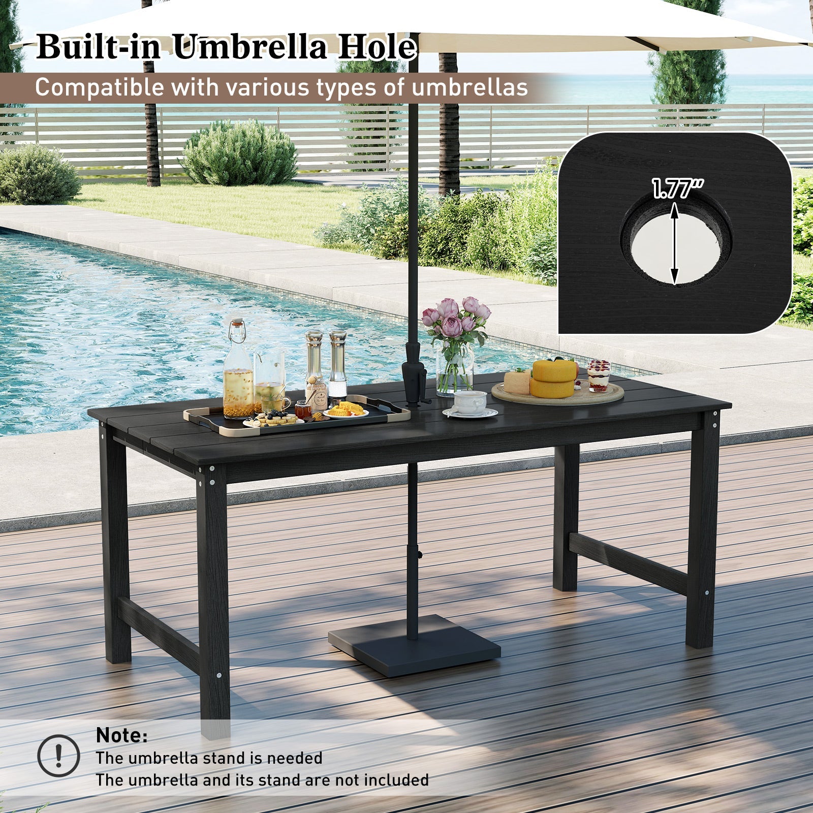 3 Pieces Outdoor Dining Table Set with 2 Benches