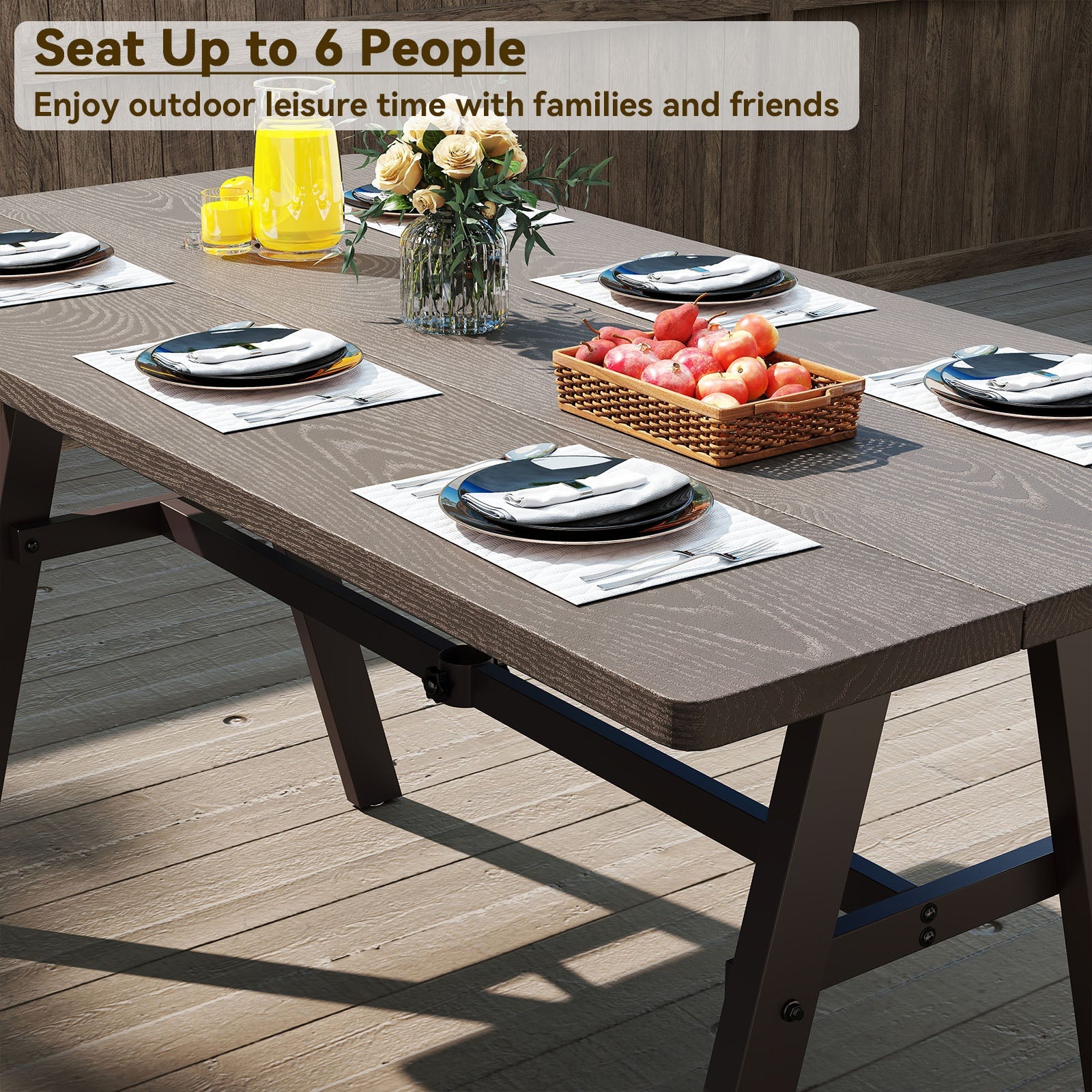 3 Pieces Outdoor Picnic Table and Benches Set for 6 People