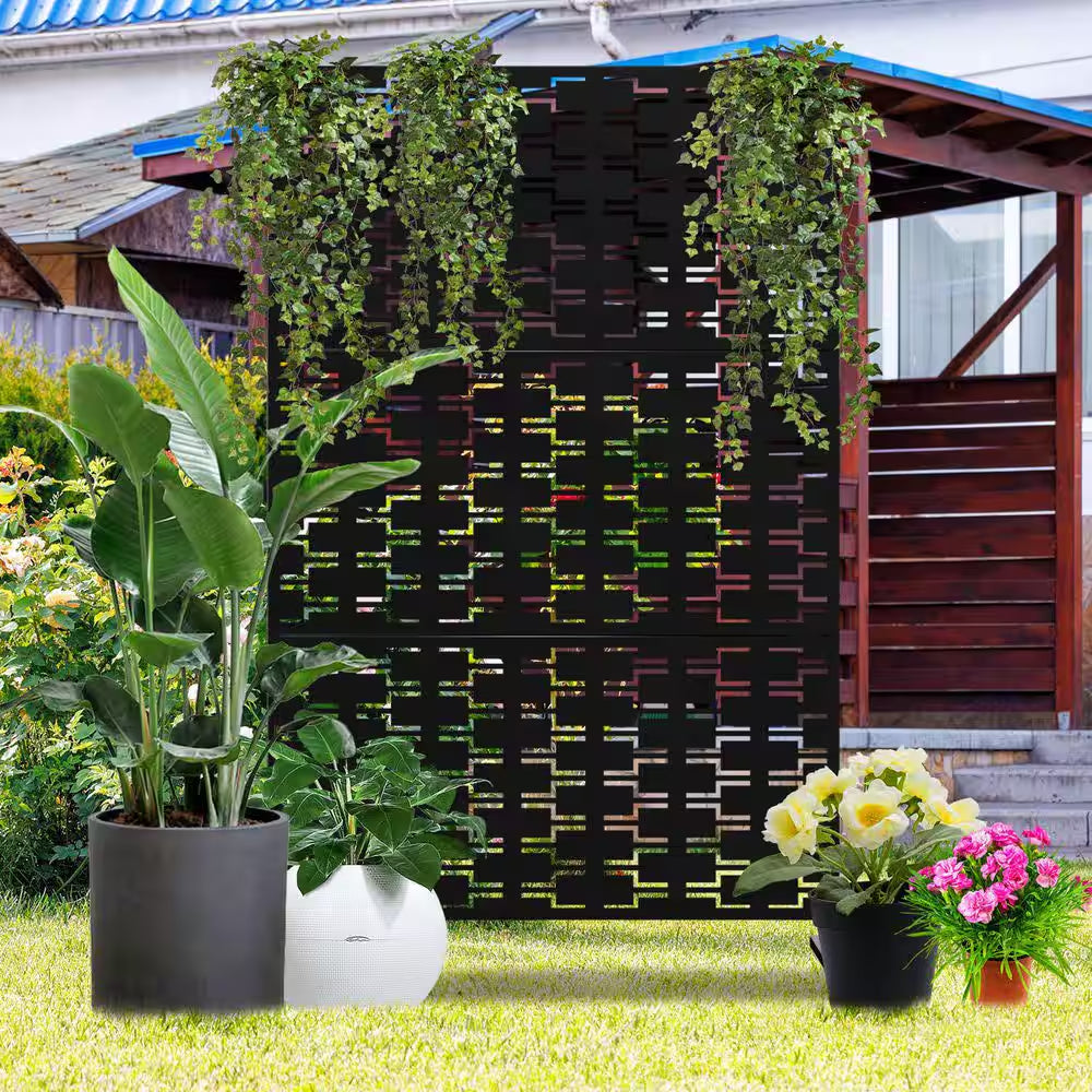72 In.H X 47 In.W Galvanized Steel Metal Wall Sculptures Garden Fence Deck Privacy Screen Garden Screen Panels
