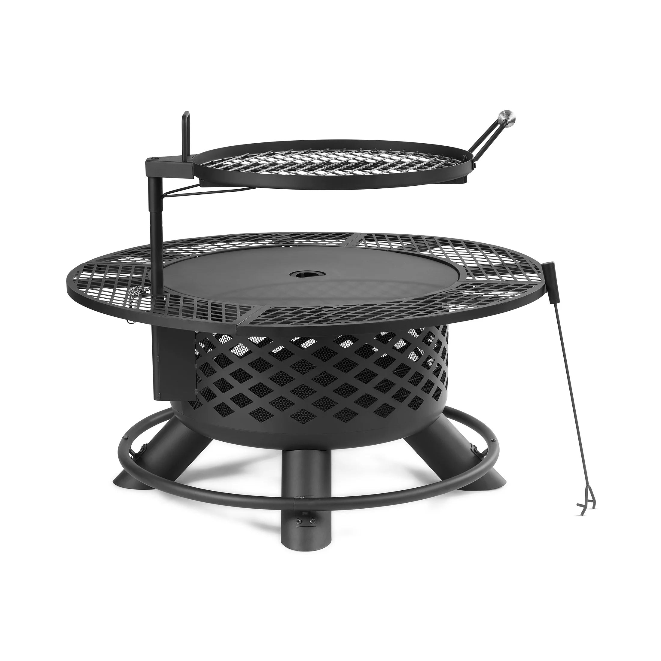 40-Inch Wood Burning Ranch Fire Pit with Removable Stainless Steel Cooking Grate and Convenient Lid