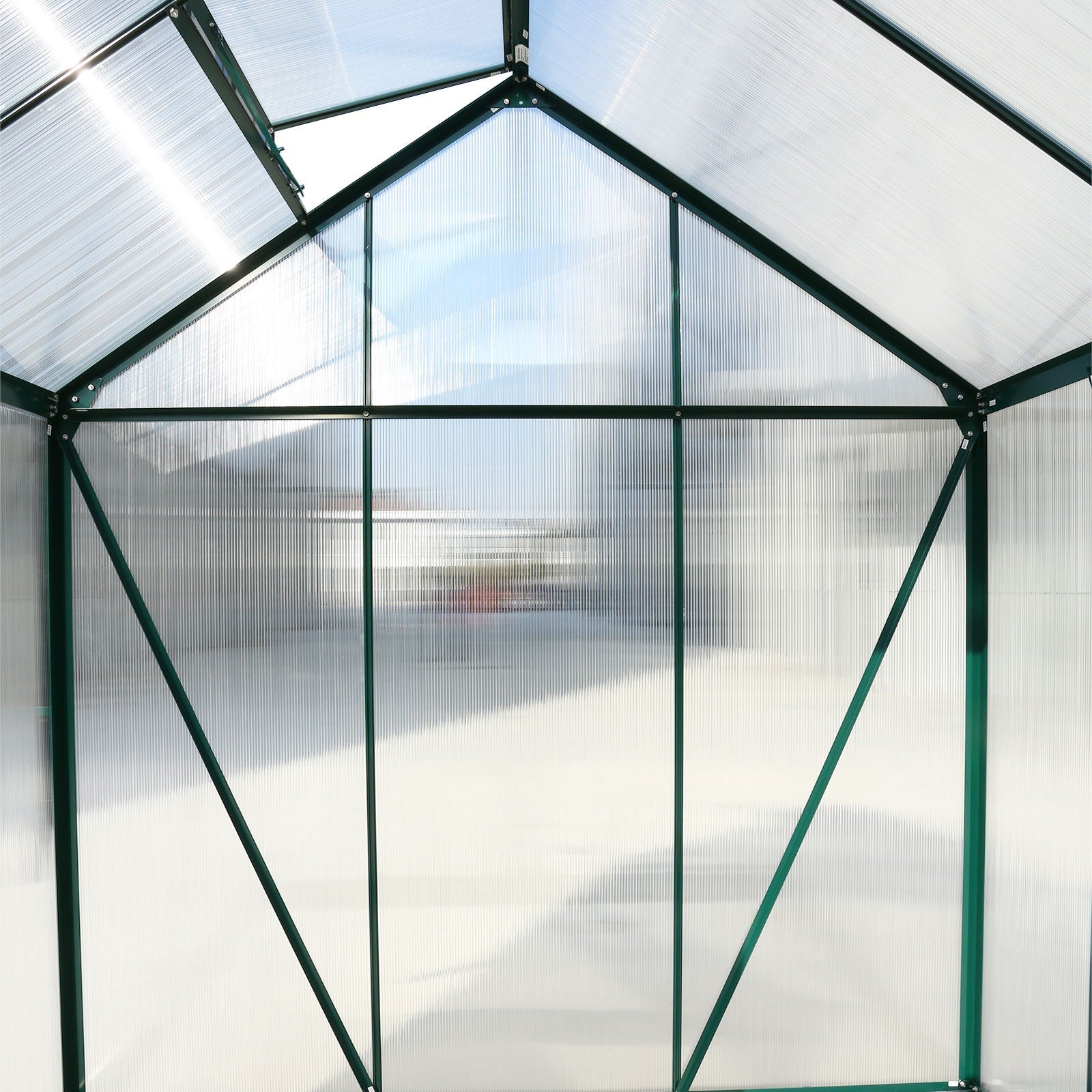 Polycarbonate house, Heavy Duty Outdoor Aluminum Walk-In House Kit With Rain Gutter, Vent And Door For Backyard Garden