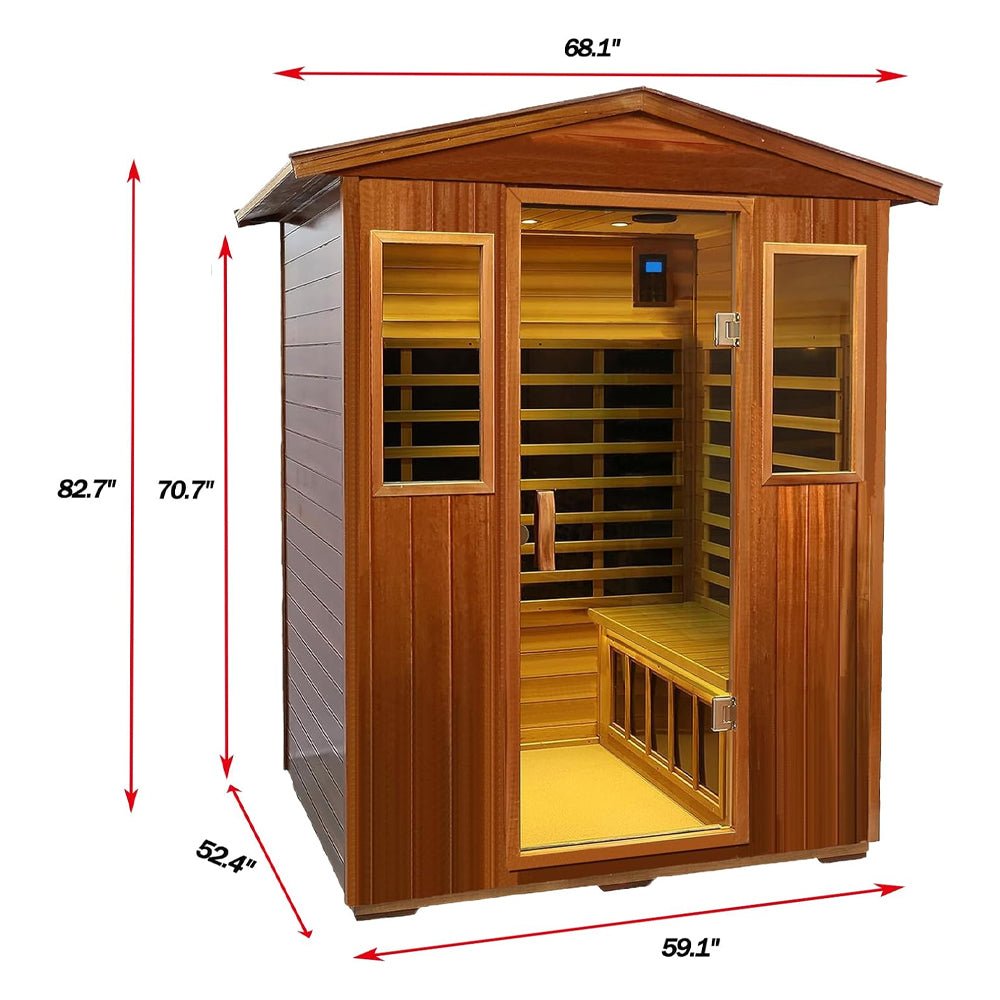 Thermora Luma Premium 4-Person Luxury Low EMF Outdoor FAR Infrared Home Sauna With Bluetooth Audio, 2050W