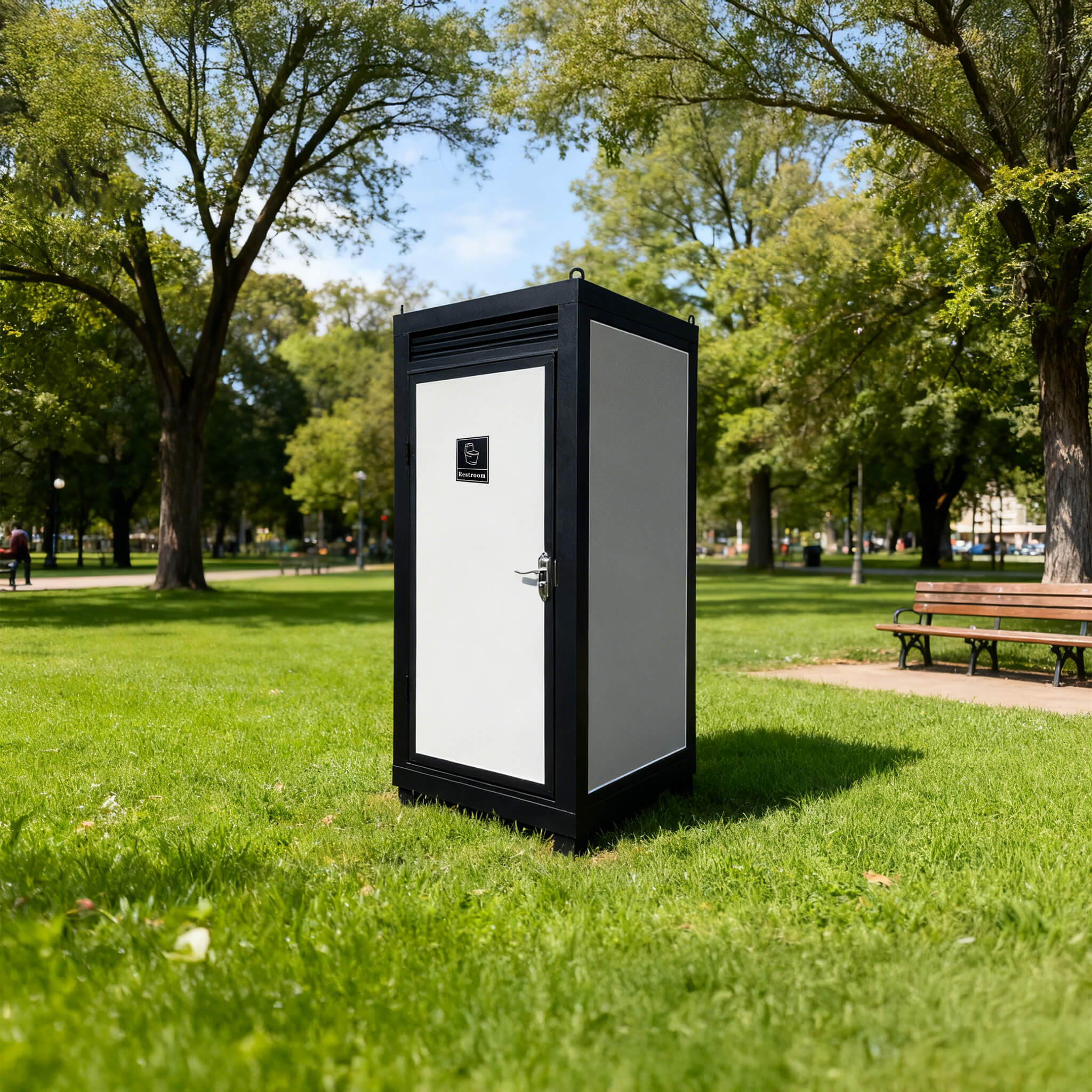42-Inch One-Person Portable Outdoor Toilet Cabin With Light, Sink And Vent Fan
