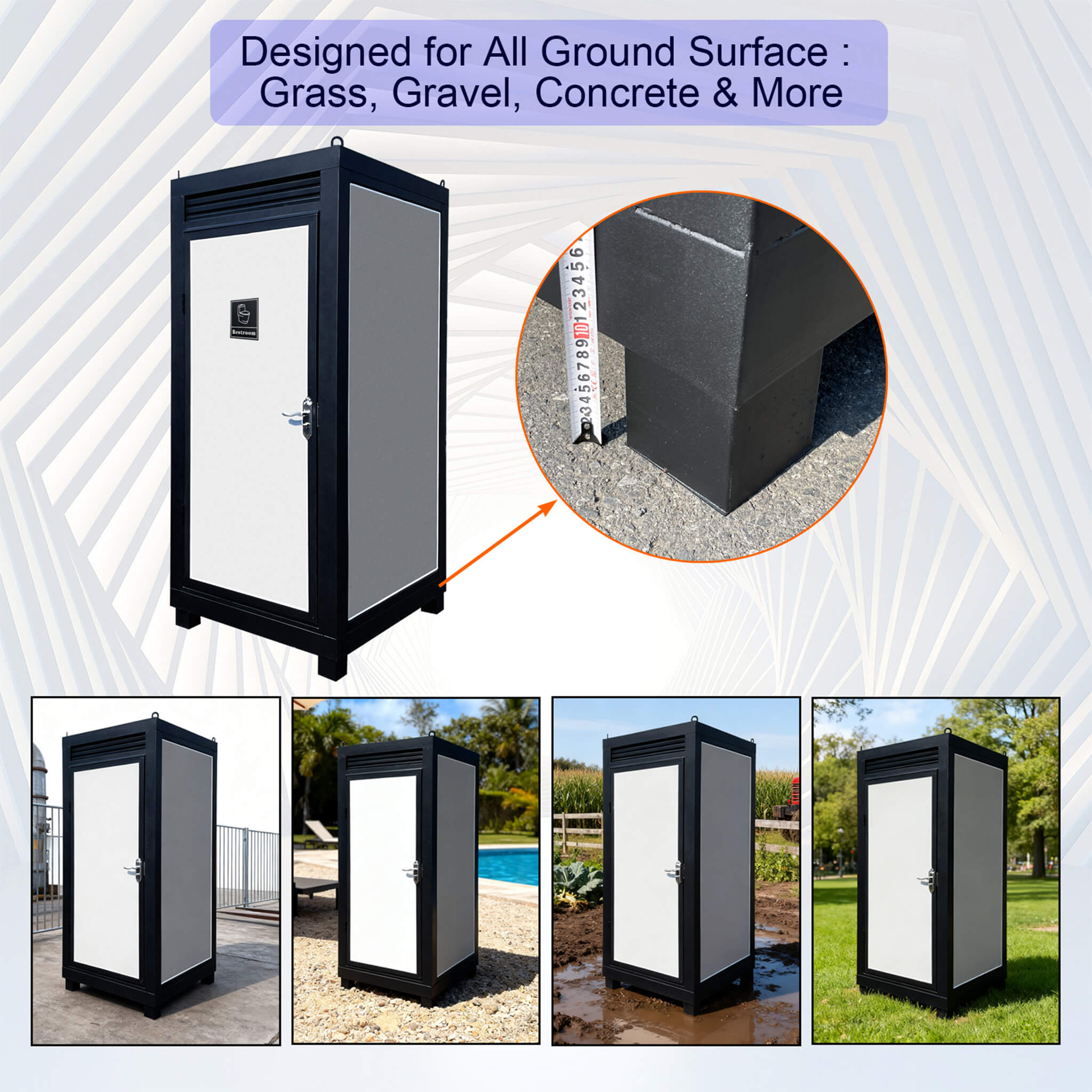 42-Inch One-Person Portable Outdoor Toilet Cabin With Light, Sink And Vent Fan