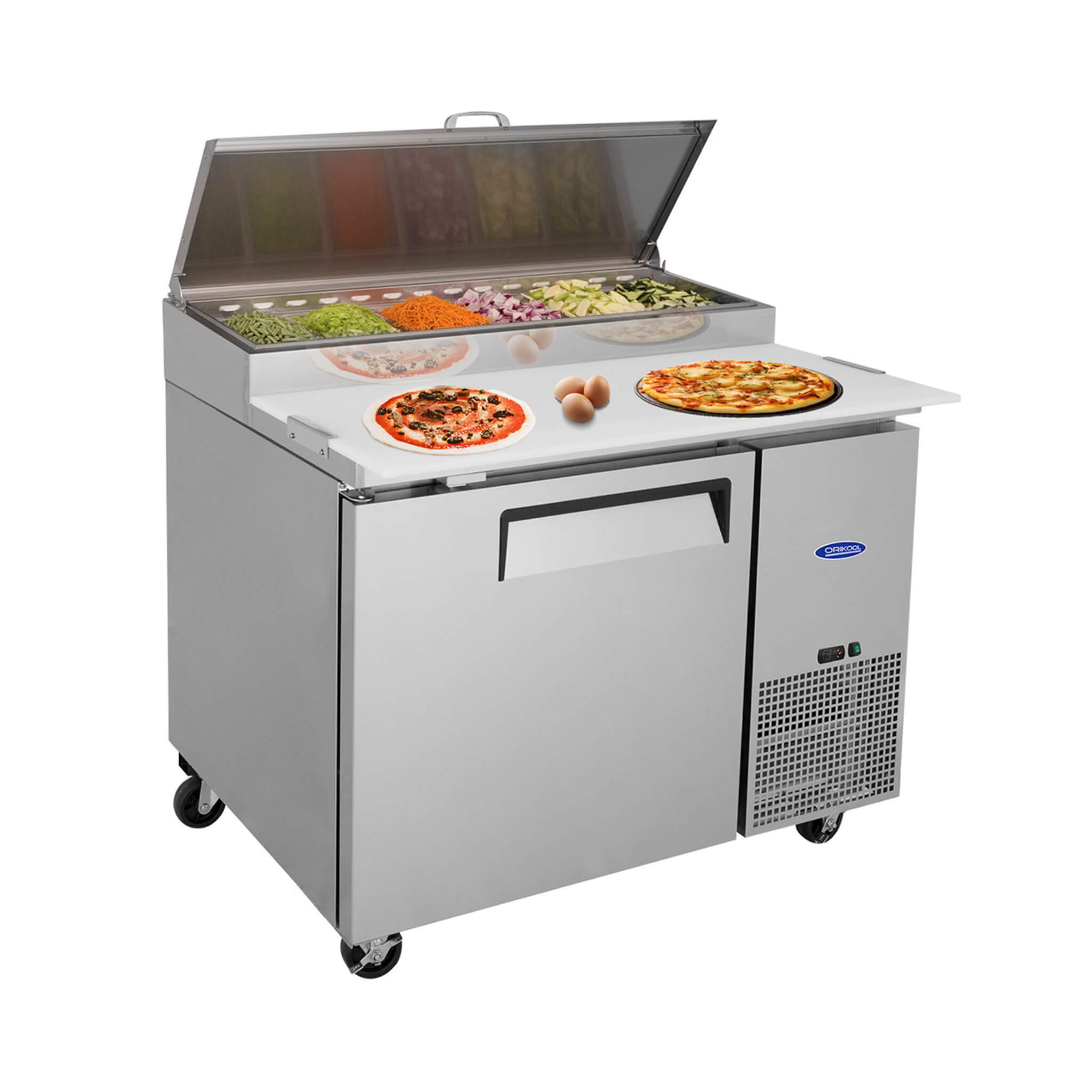 44-Inch Commercial Pizza Prep Table With Built-In 11 Cu.Ft Refrigerator