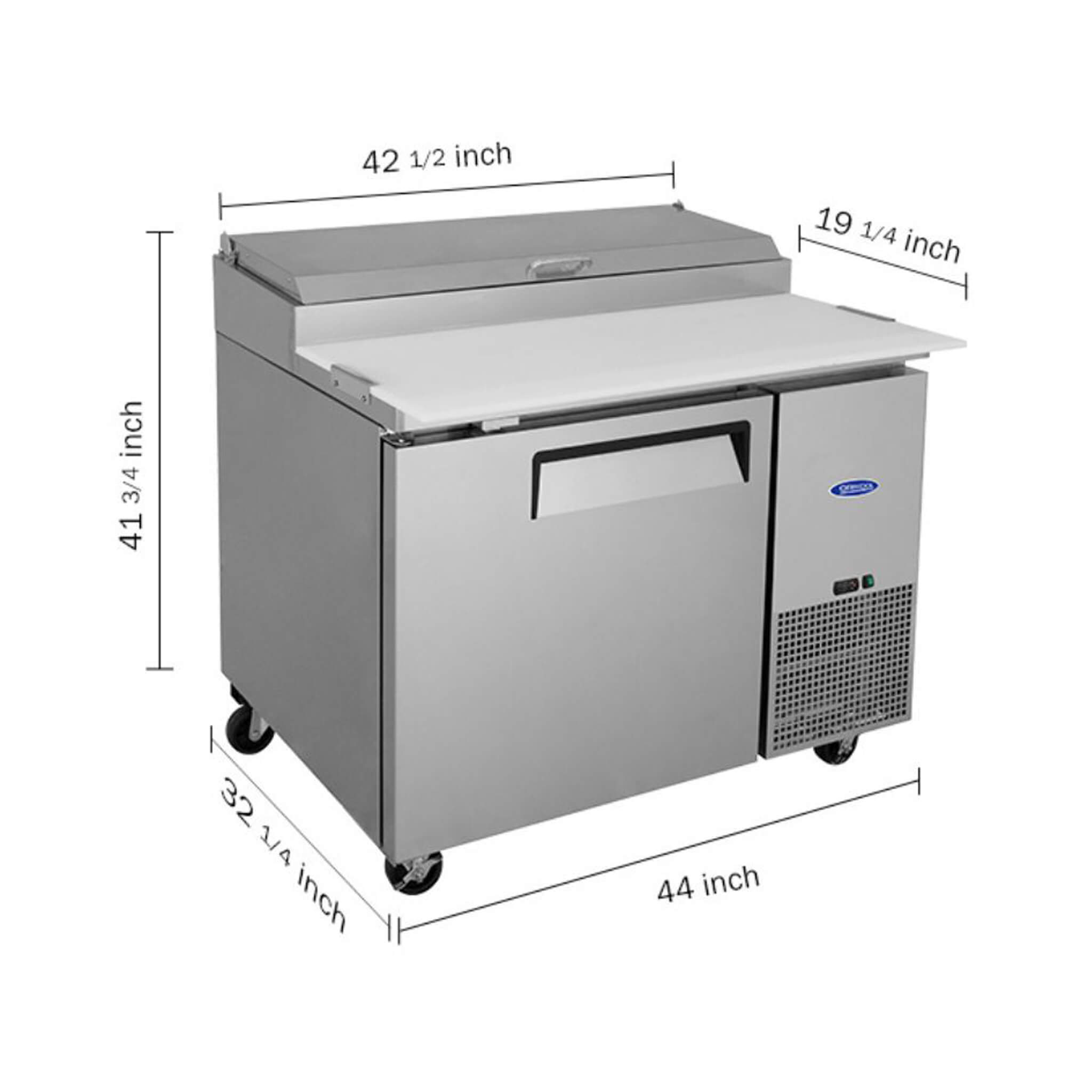 44-Inch Commercial Pizza Prep Table With Built-In 11 Cu.Ft Refrigerator