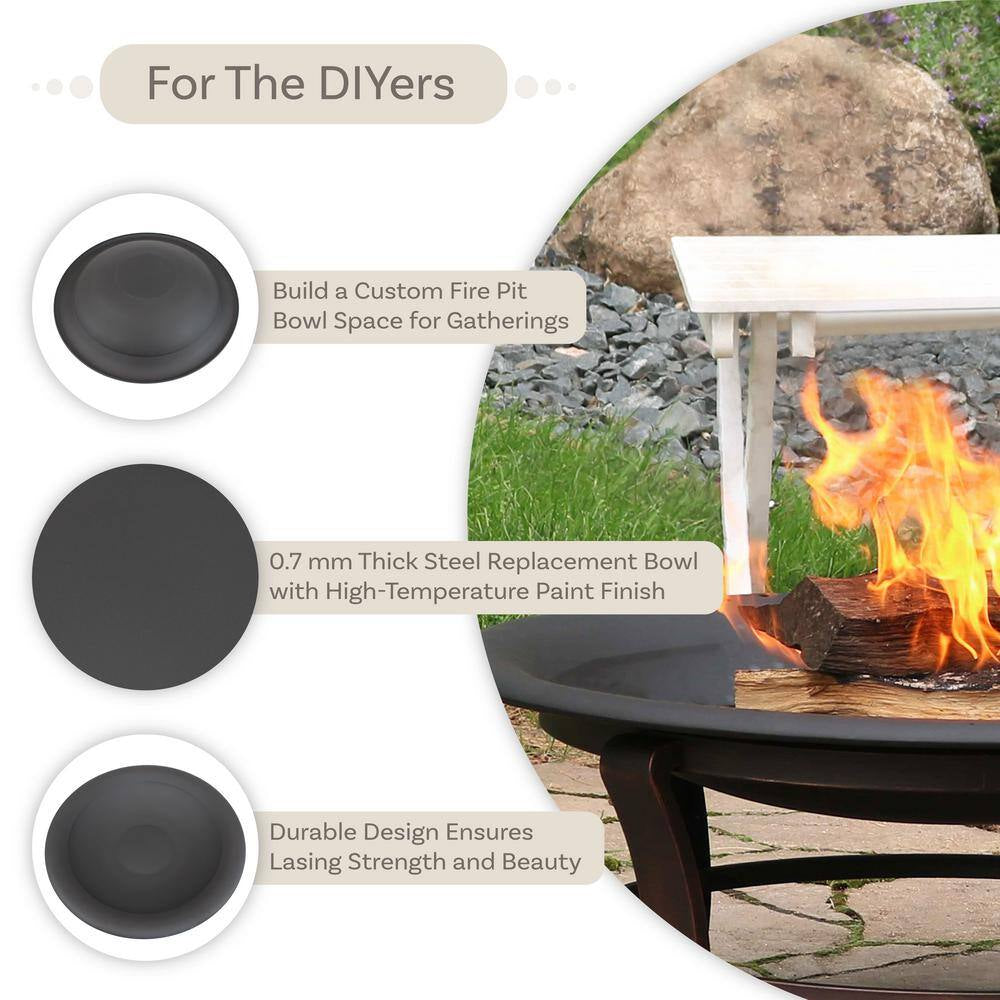 33 In. X 5 In. round Classic Steel Replacement Wood-Burning Fire Pit Bowl