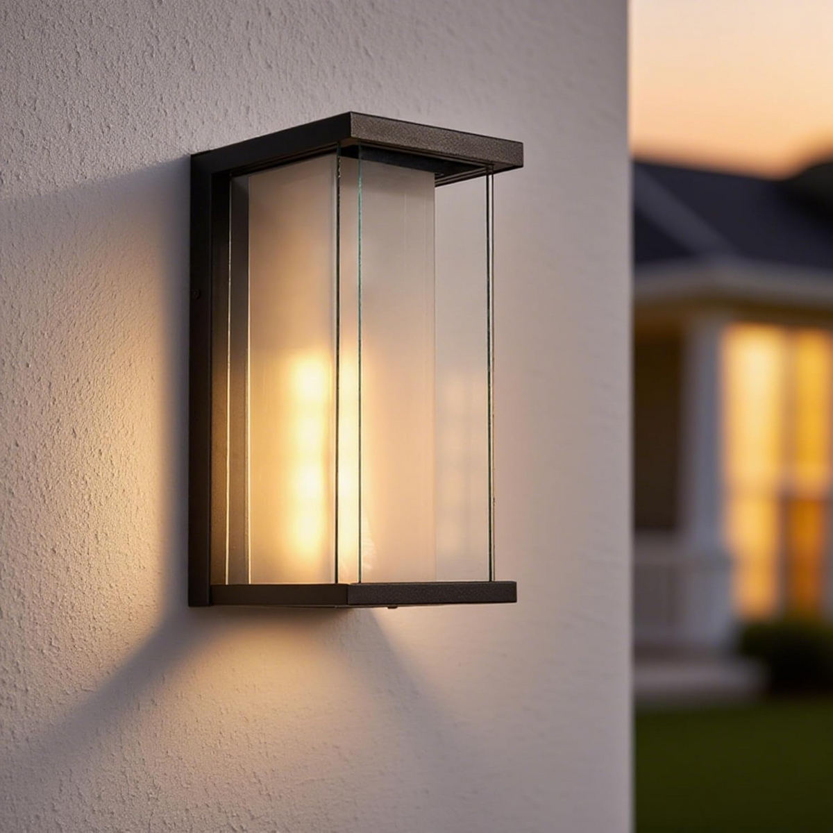 Dusk to Dawn Outdoor Wall Sconce, 13.3 Inch, Modern Black, Waterproof